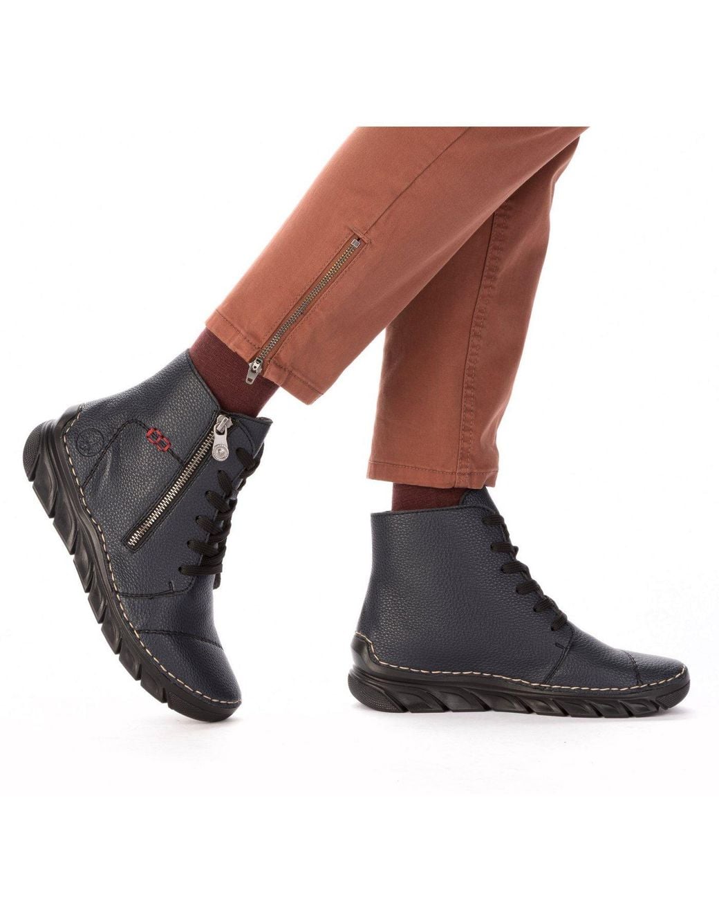 Rieker Blue Schnürboots Schnürstiefelette, Casual-Boots Mit Weicher Innensohle