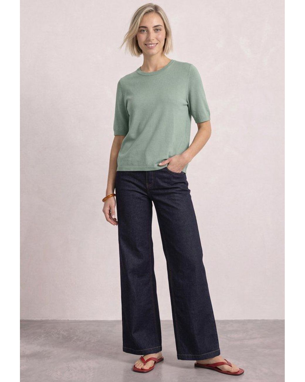 Street One Green Kurzarmpullover Softe Viskose