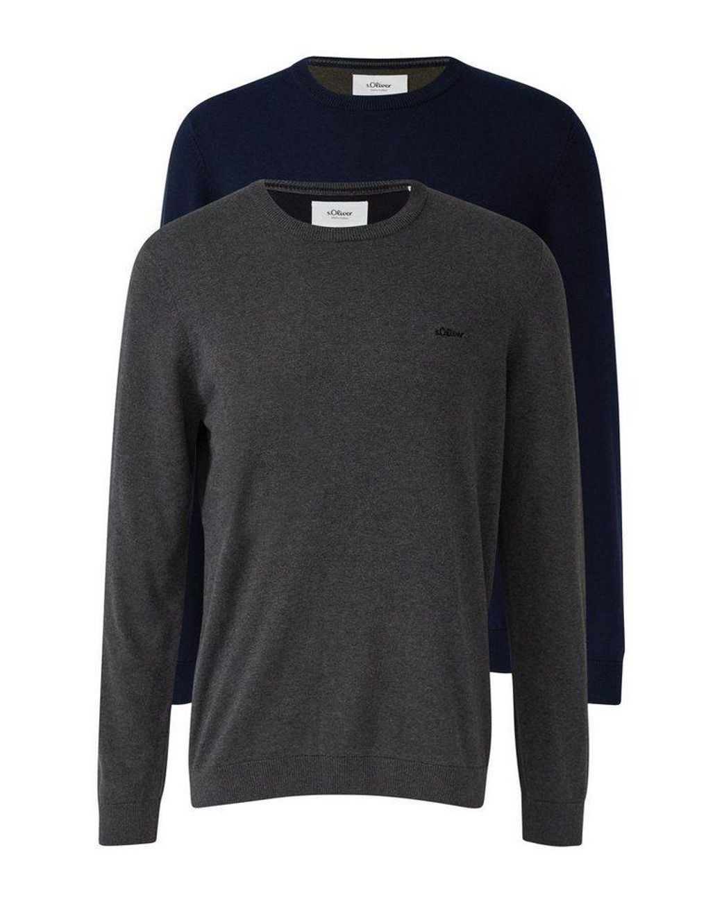 S.oliver Longpullover Strickpullover 2-Er Pack Strickpullover in Blue für Herren