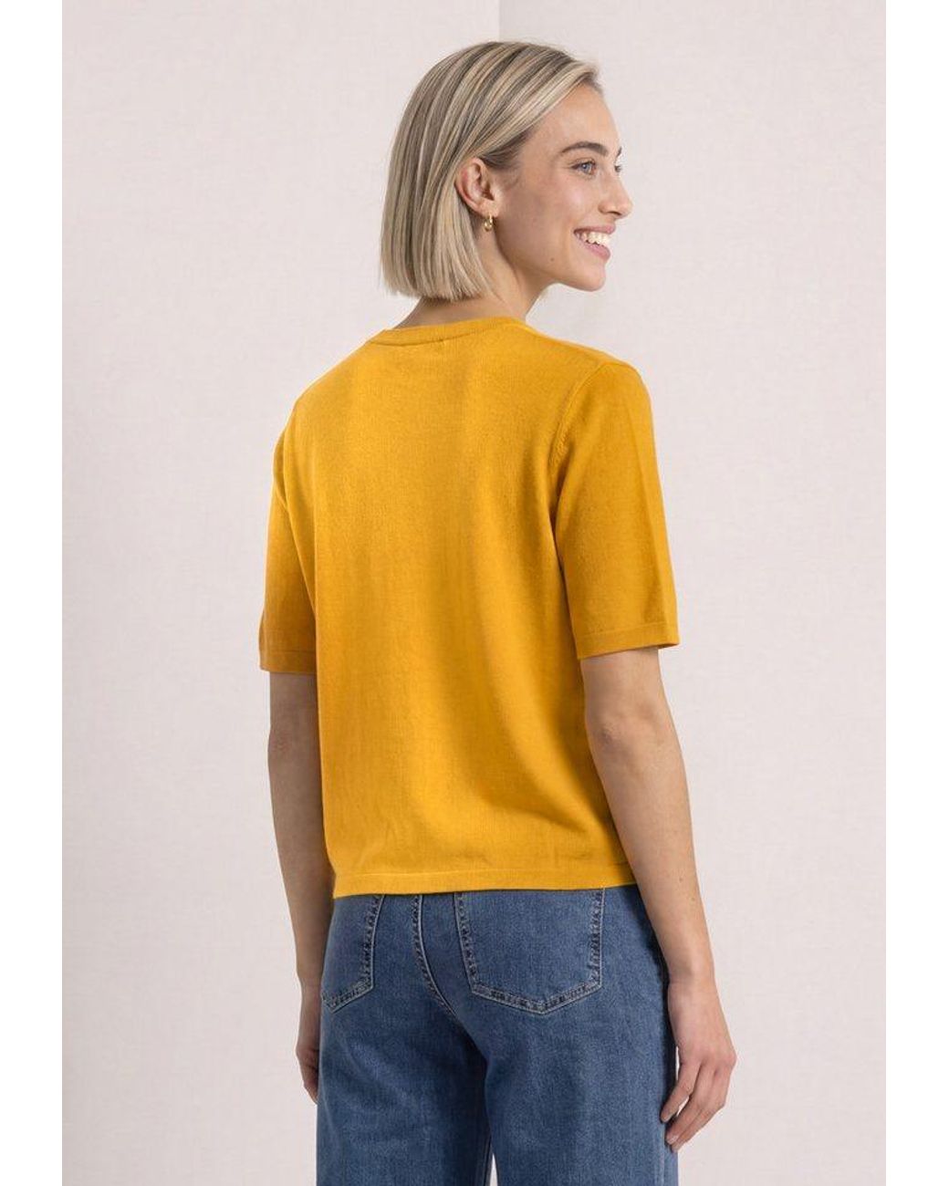 Street One Yellow Kurzarmpullover Softe Viskose