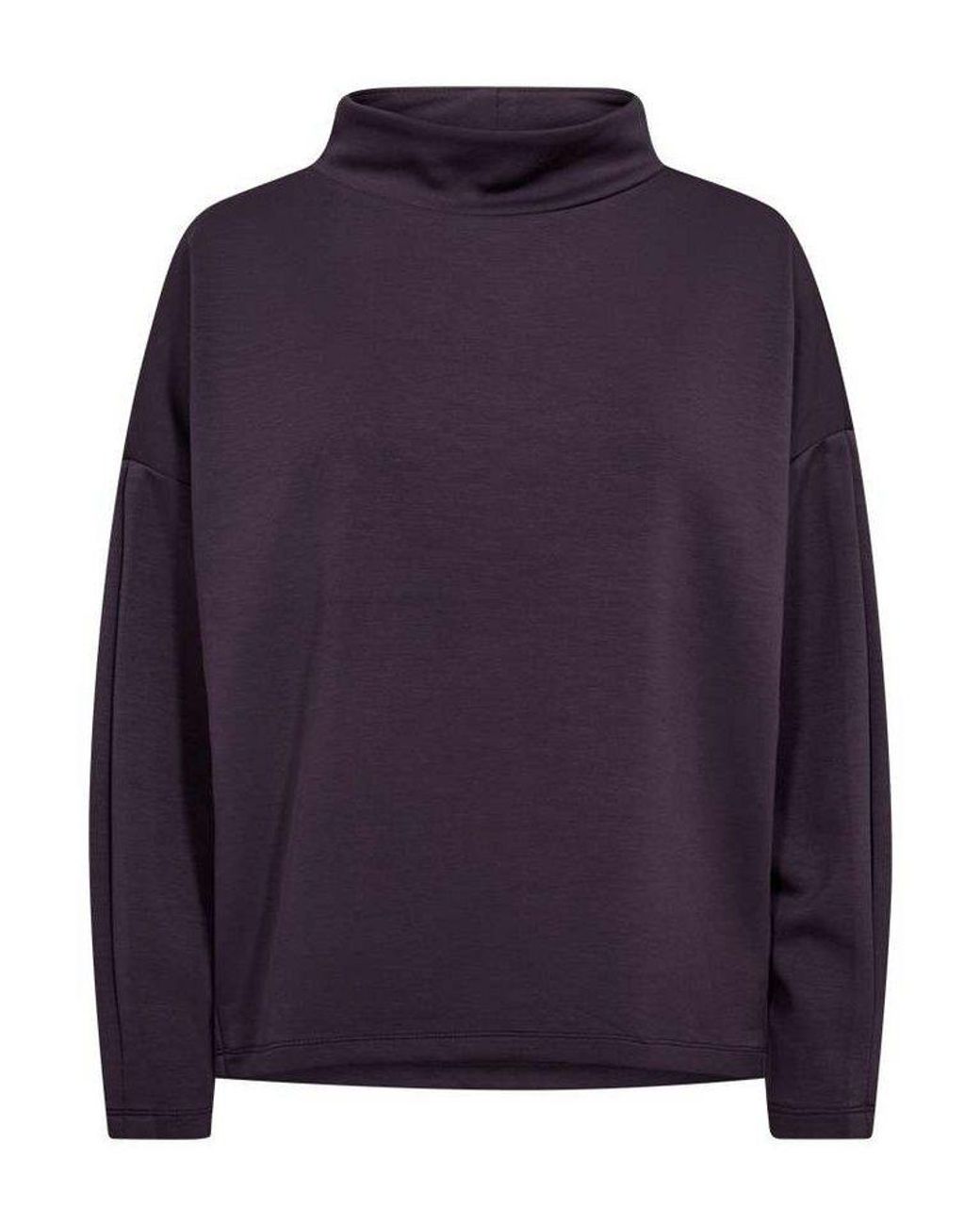 Freequent Blue Langarmshirt Mit Stehkragen Viskose-Stretch