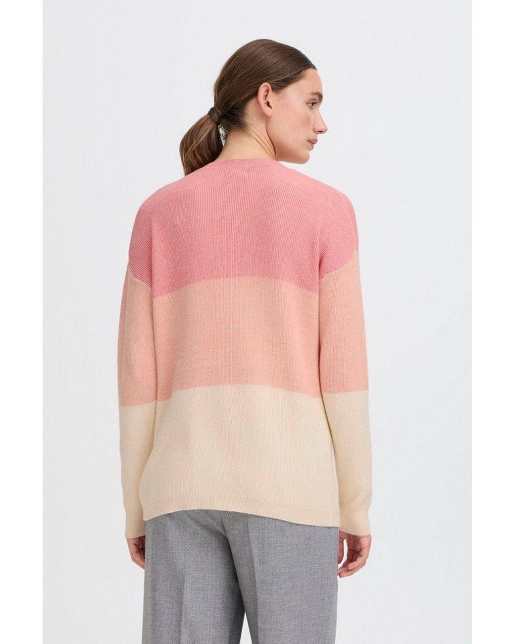 Oxmo Red Strickpullover Oximanny Gerippter Feinstrick-Pullover
