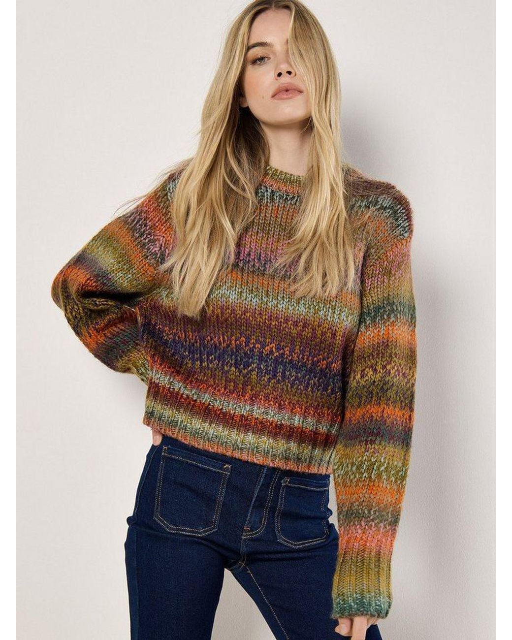 Apricot Blue Strickpullover Pullover Aus Grobstrick