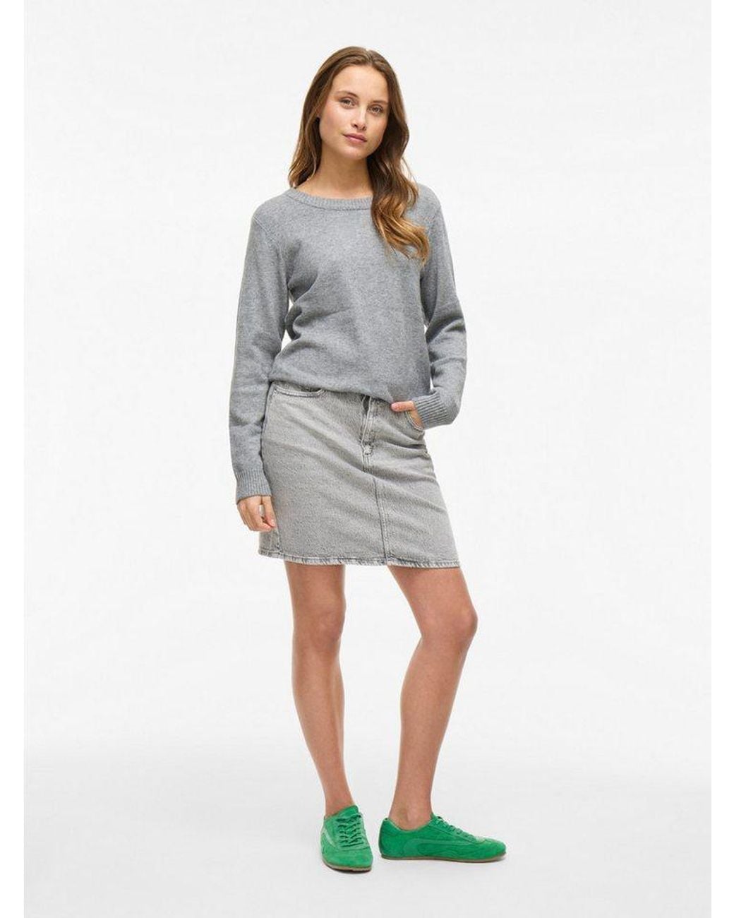 Vila Gray Jeansrock Vikaja Jaf Lbd Denim Skirt- Noos