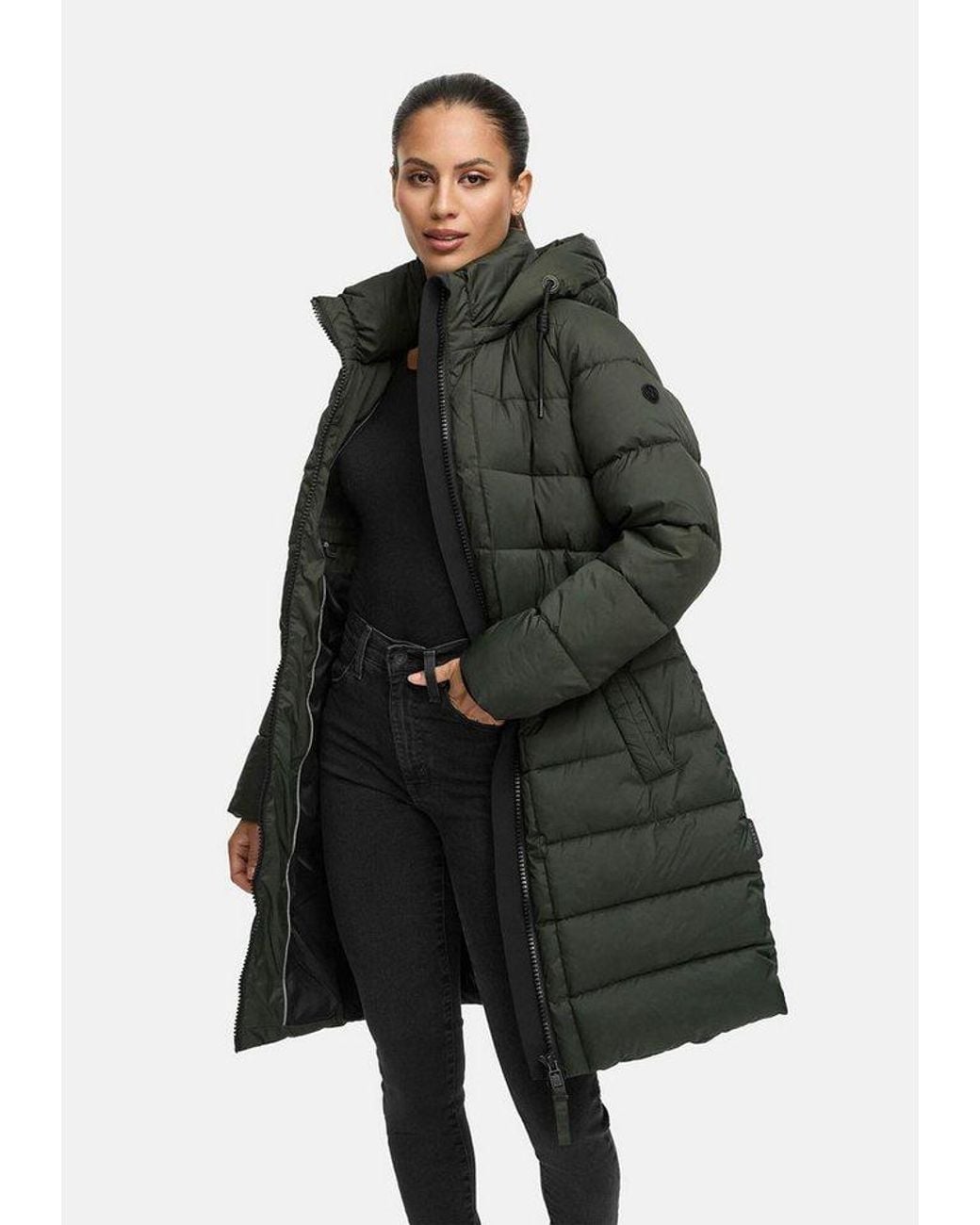 Marikoo Blue Winterjacke Kaltnäschen Mit Abnehmbarer Kapuze Und Hochschließendem Kragen
