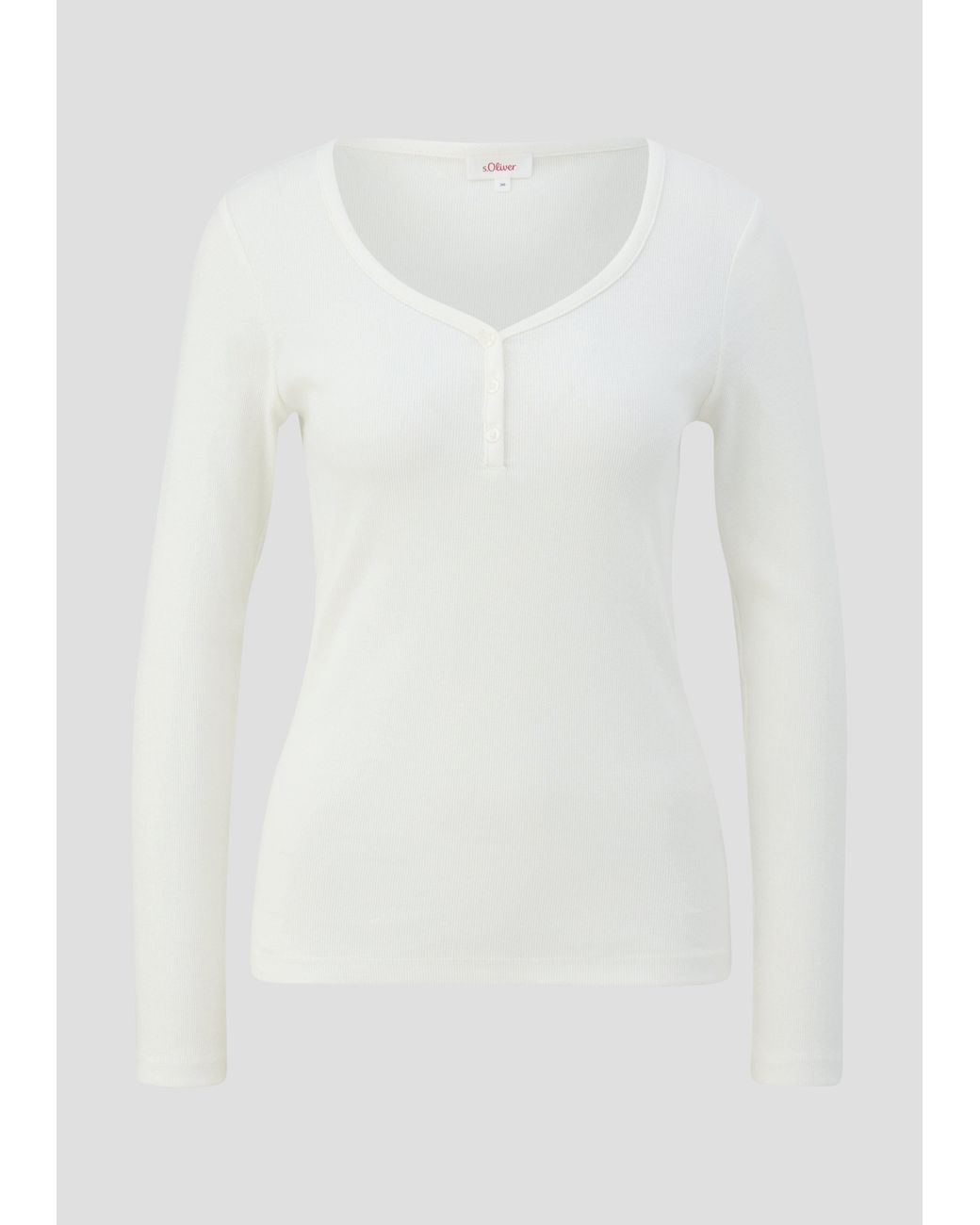 S.oliver Langarmshirt Rippshirt mit Knopfleiste in Weiß | Lyst DE