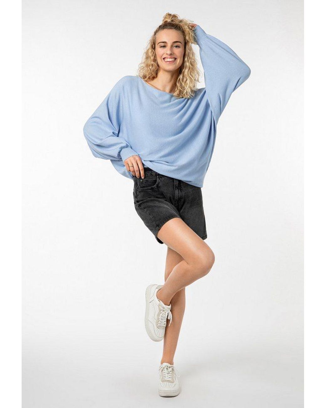 Sublevel Blue Strickpullover Strickpullover Fledermaus