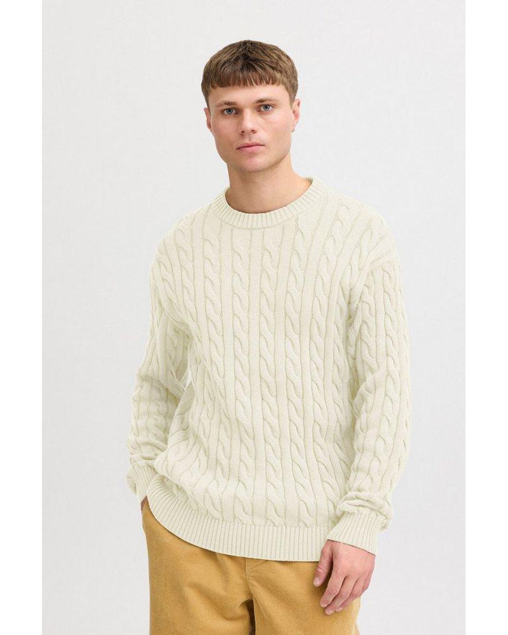 Solid Strickpullover Sdmalcolm Schöner Strickpullover Mit Zopfmuster in White für Herren