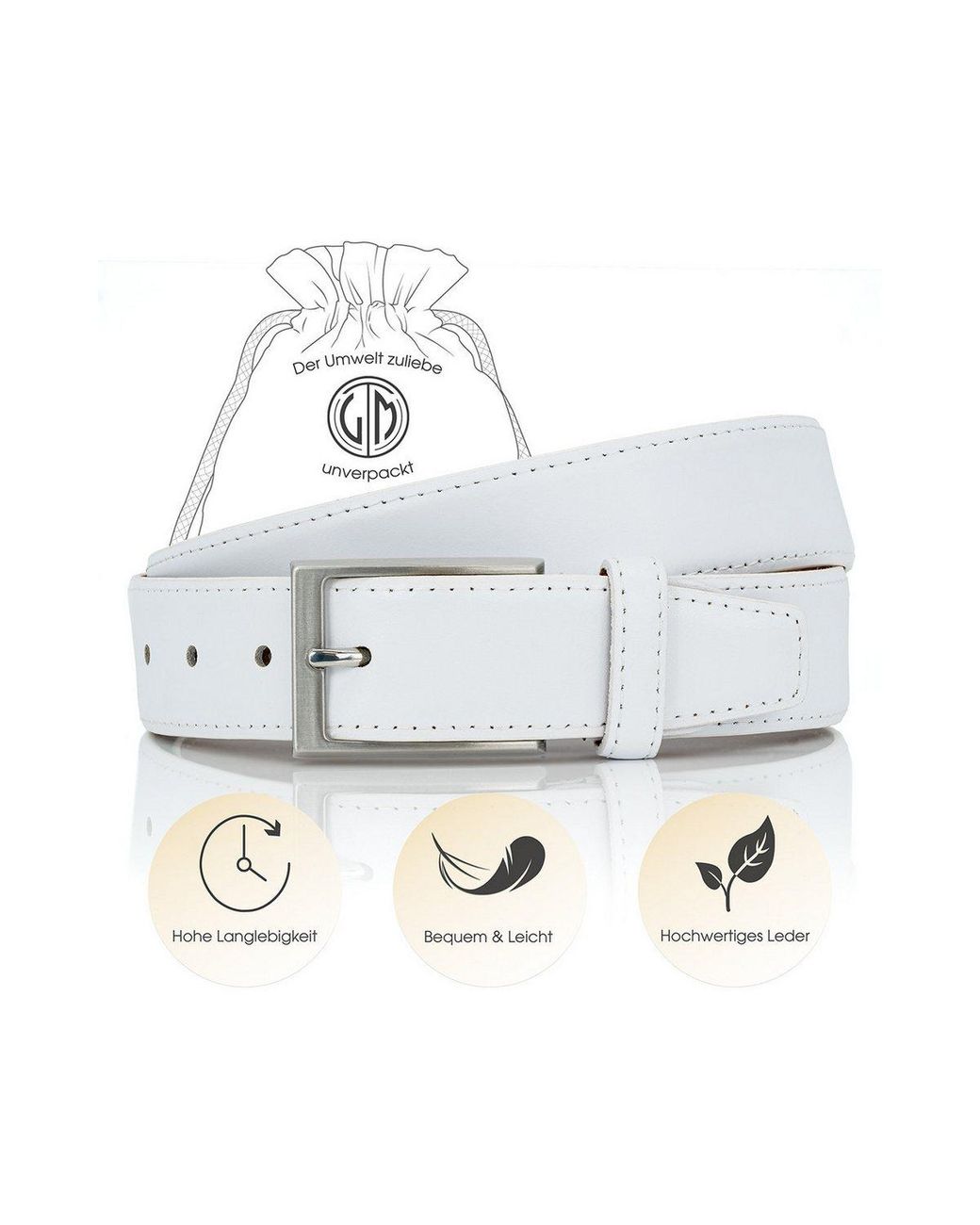 Lindenmann Ledergürtel in White für Herren