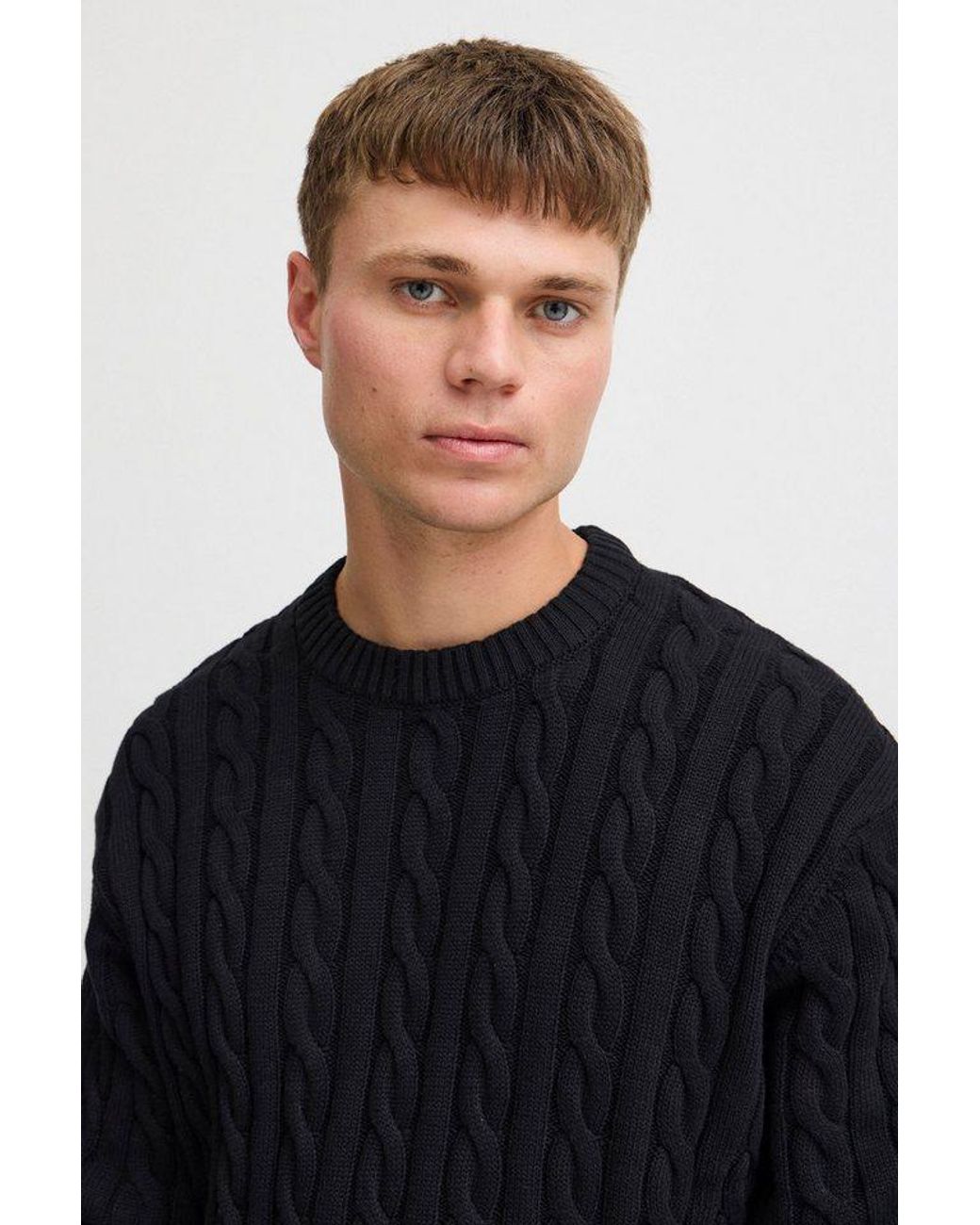 Solid Strickpullover Sdmalcolm Schöner Strickpullover Mit Zopfmuster in Blue für Herren