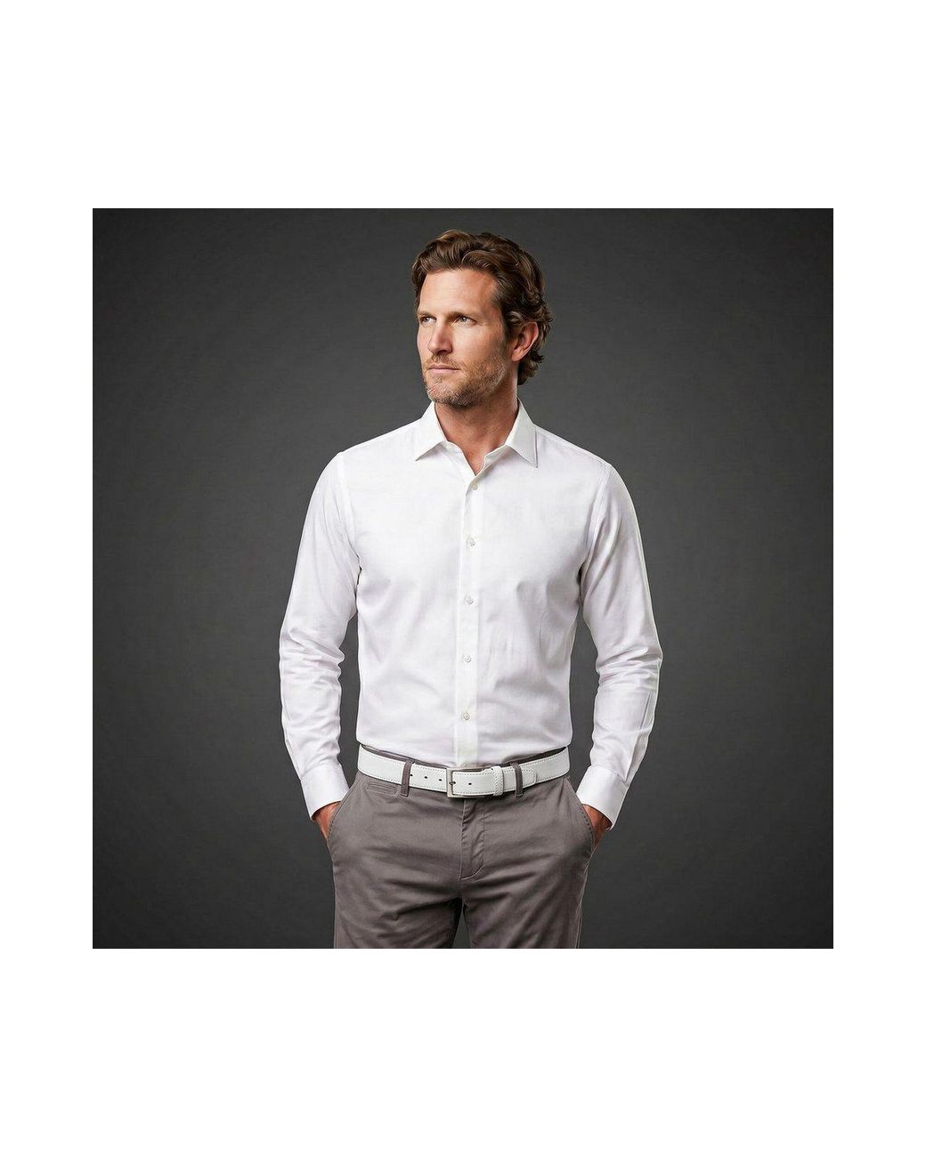 Lindenmann Ledergürtel in White für Herren
