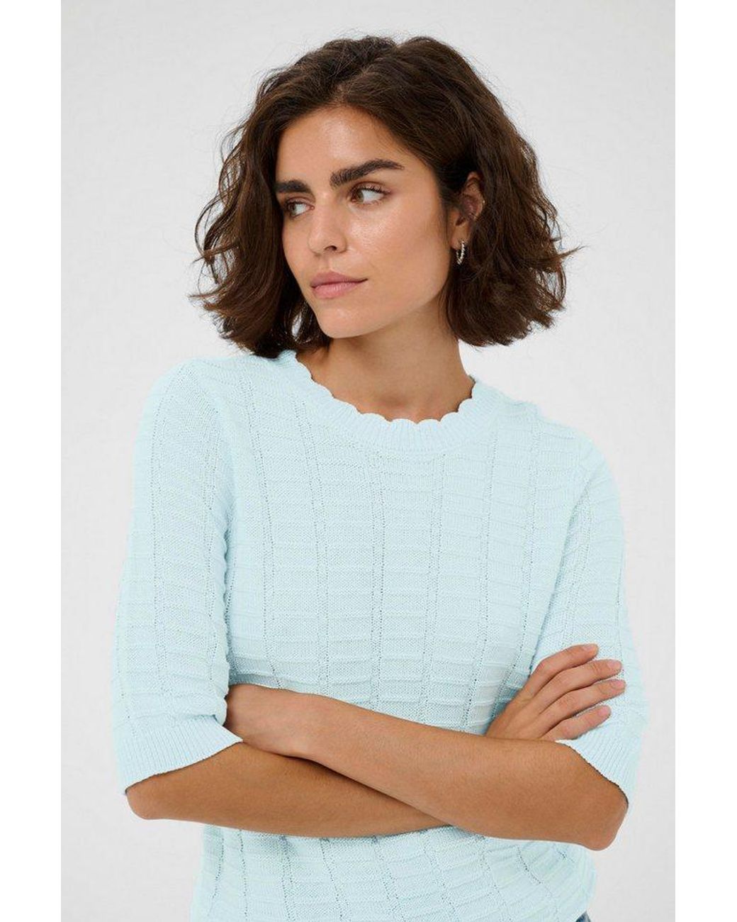 Kaffe White Strickpullover Strickpullover Kalotus