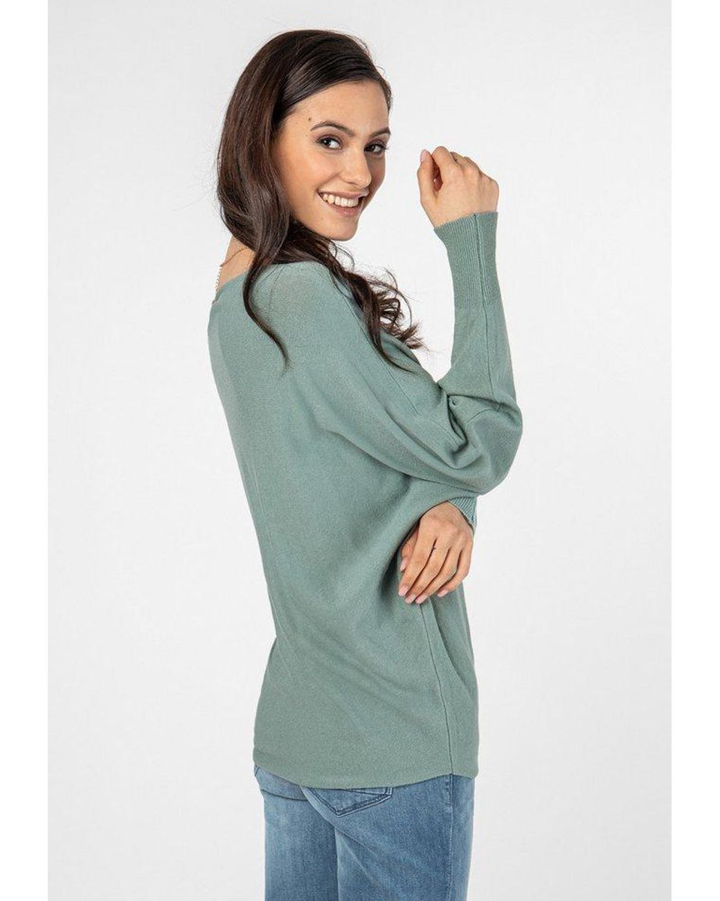 Sublevel Green Strickpullover Strickpullover Fledermaus
