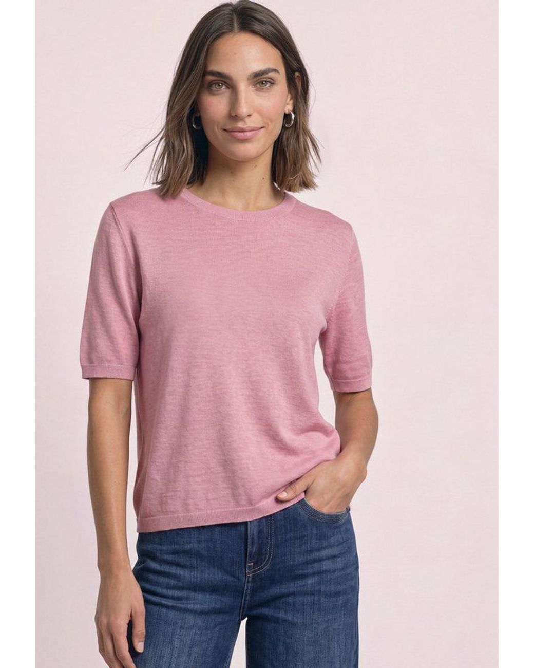 Street One Pink Kurzarmpullover Softe Viskose
