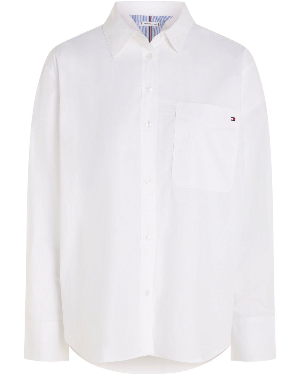 Tommy Hilfiger Hemdbluse SOLID COTTON EASY FIT SHIRT mit Brusttasche in  Weiß | Lyst DE