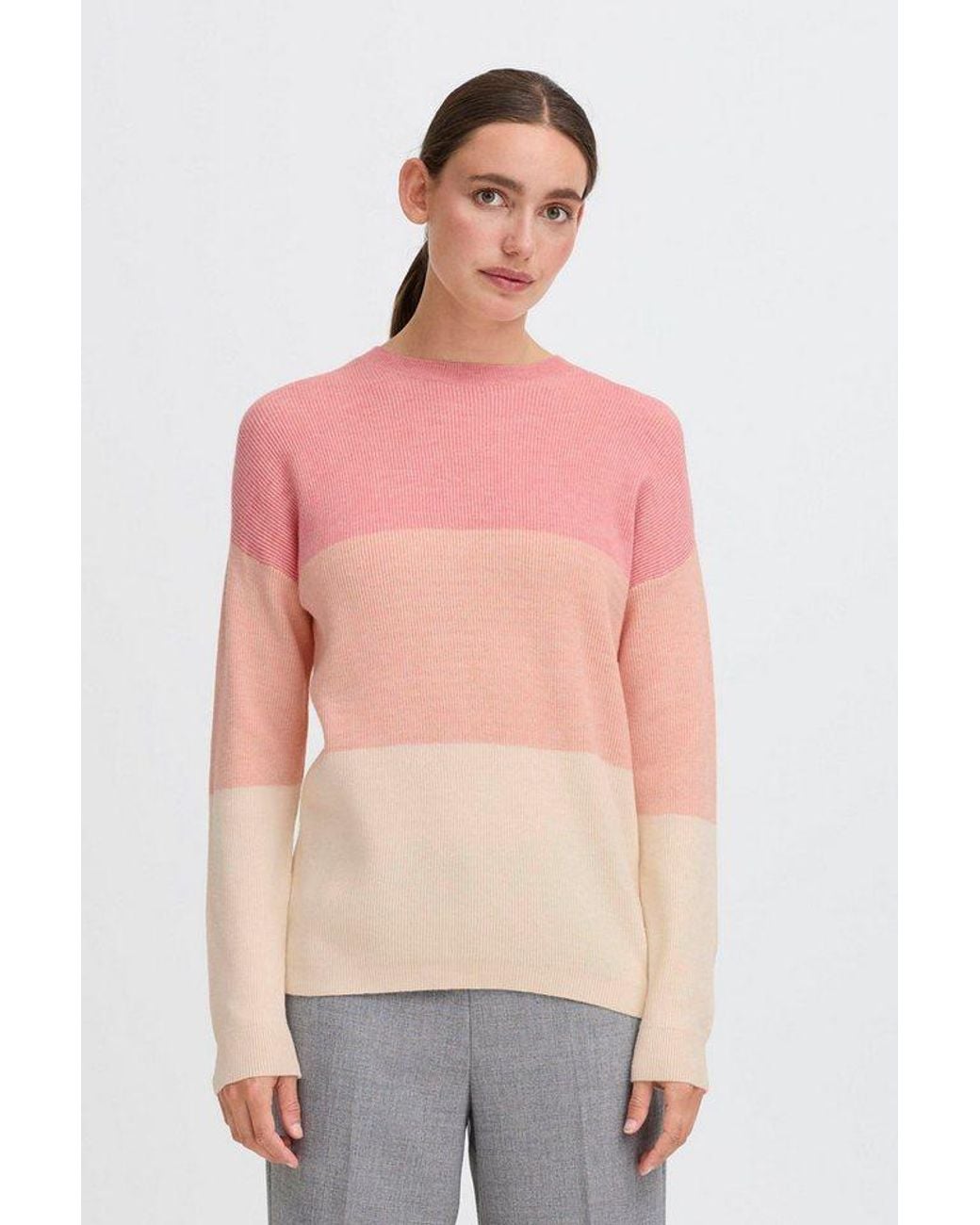 Oxmo Red Strickpullover Oximanny Gerippter Feinstrick-Pullover