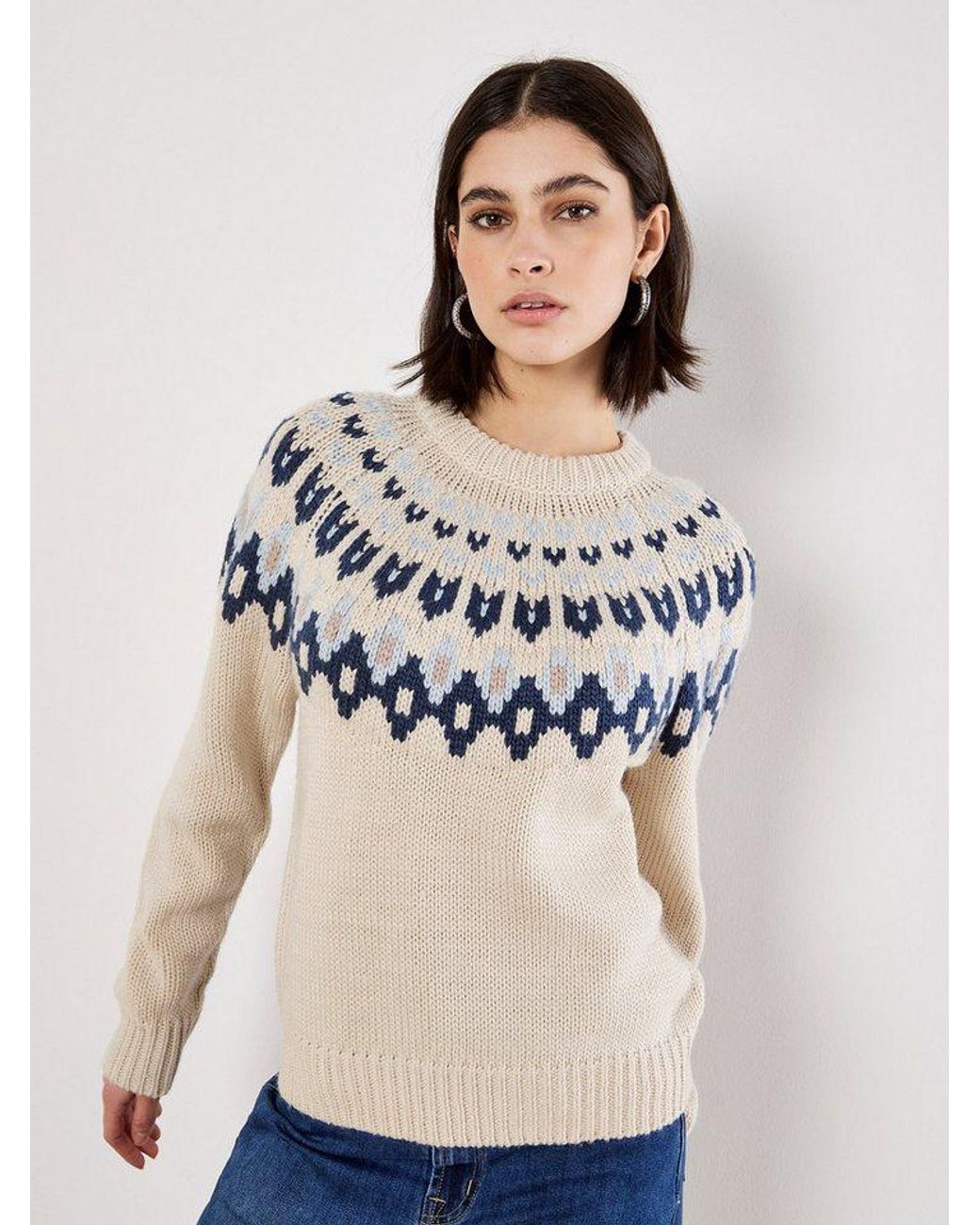 Apricot Natural Strickpullover Strickpullover Gemustert