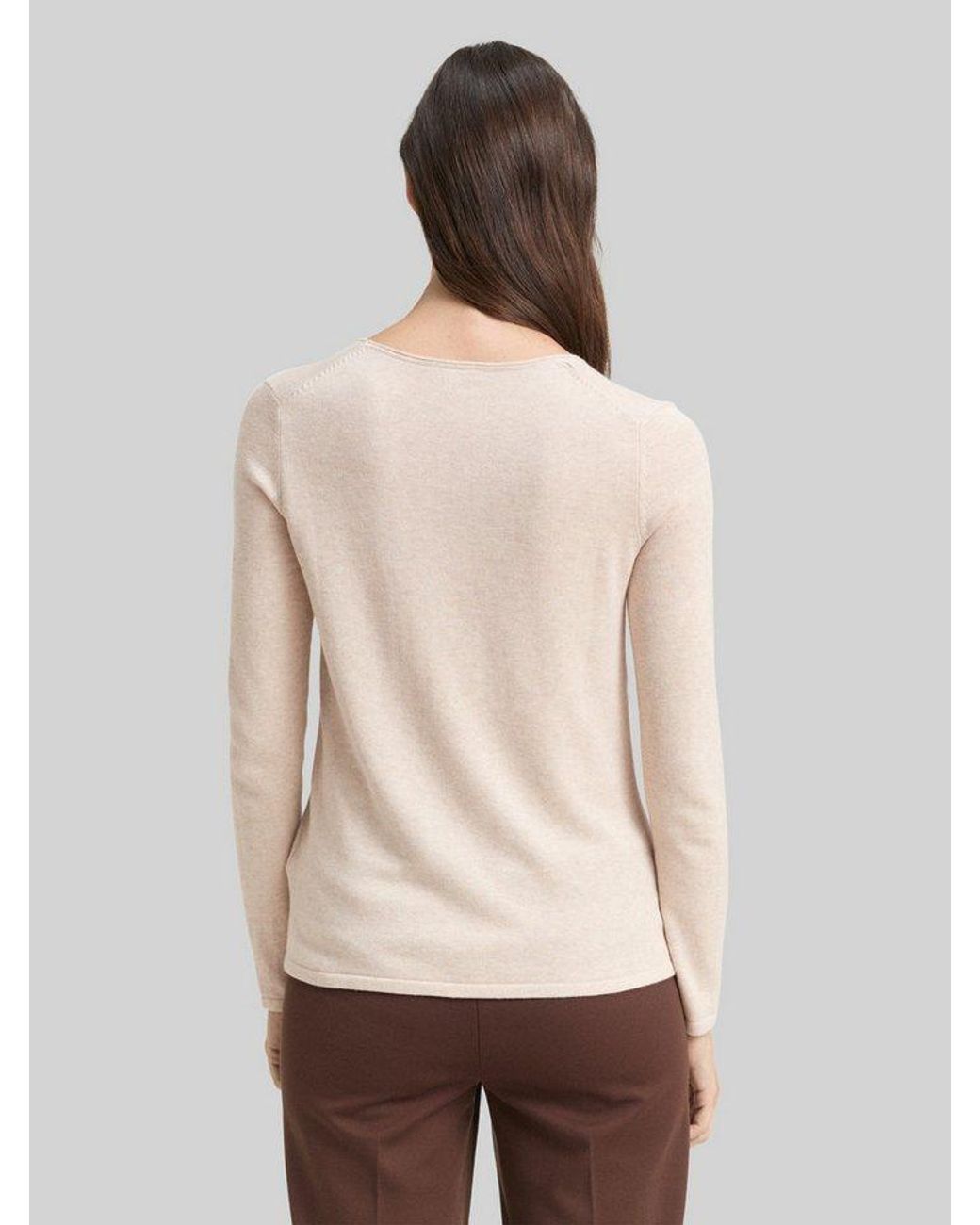 Tom Tailor Natural Strickpullover Pullover & Strickjacken Strickpullover Mit V-Ausschnitt