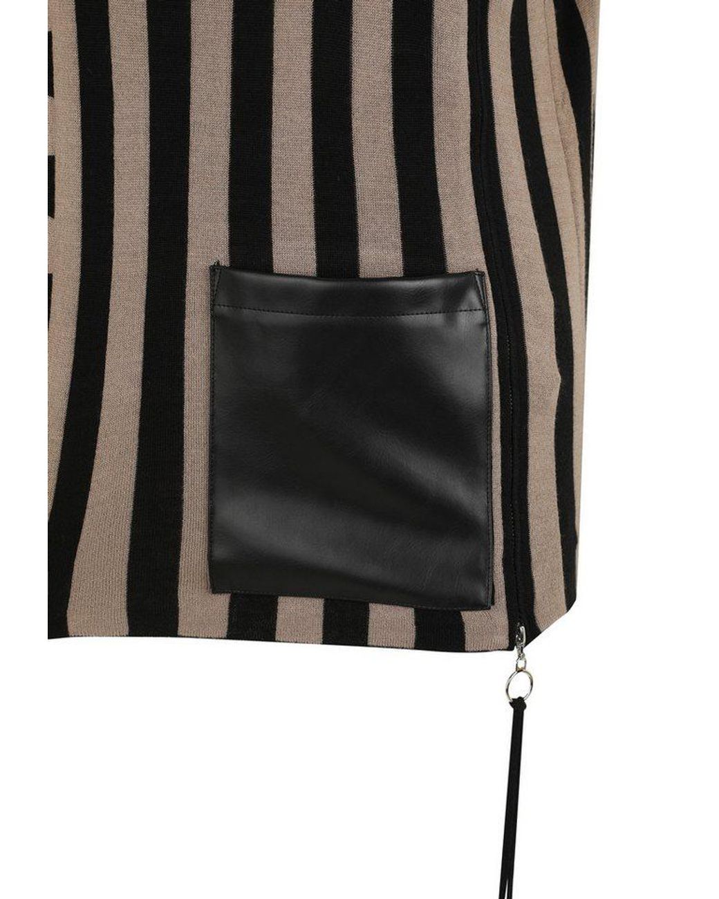 Doris Streich Black Strickpullover Mit Patch Aus Lederimitat