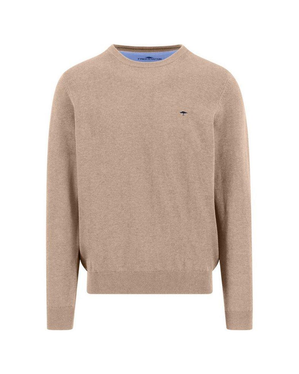 Fynch-Hatton Strickpullover Mit Logostickerei in Natural für Herren
