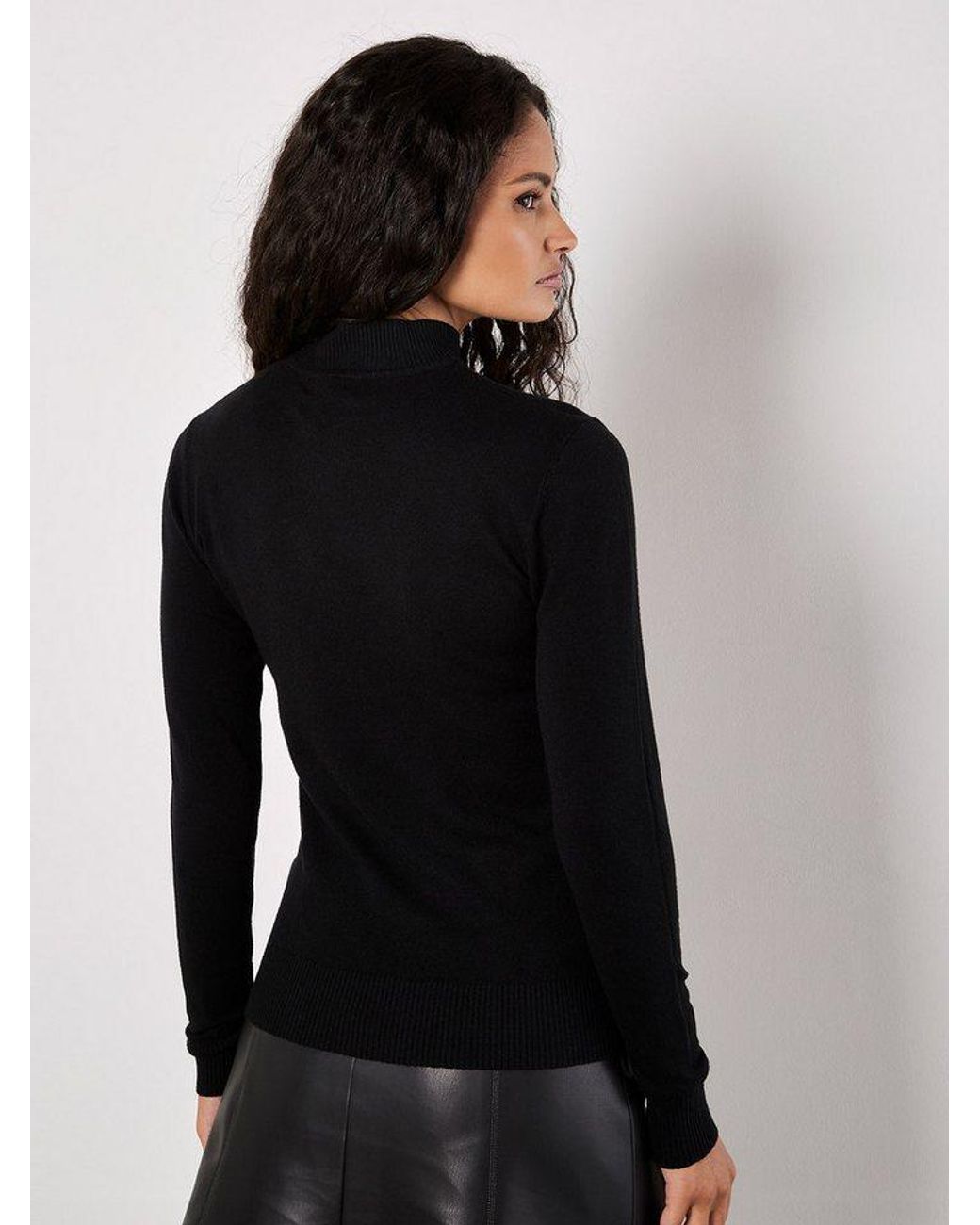 Apricot Black Strickpullover Rippstrick-Pullover
