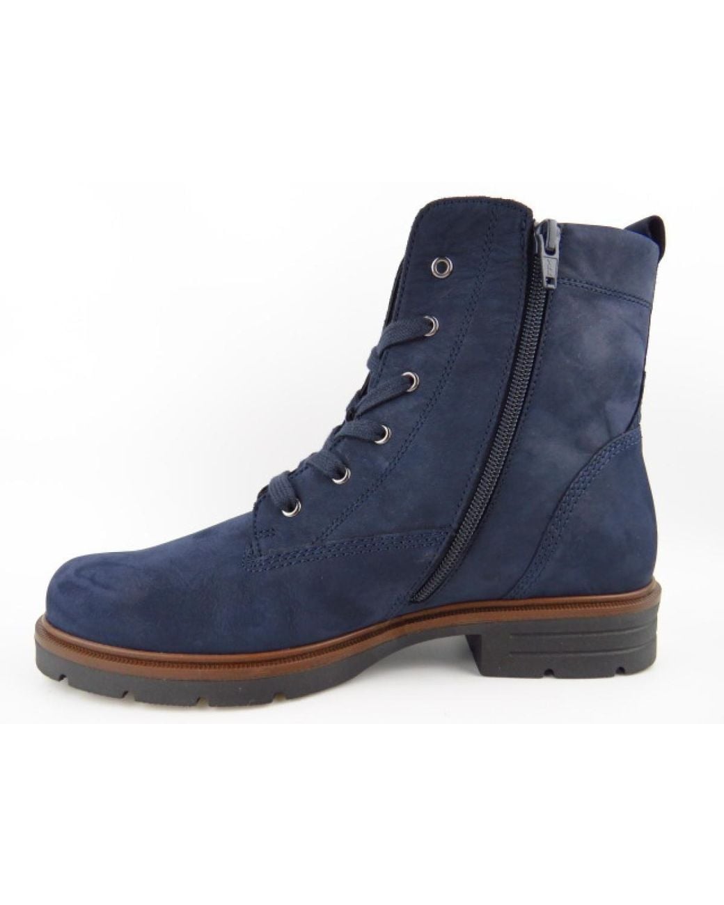 Gabor Blue Nubuk Zip Stiefelette