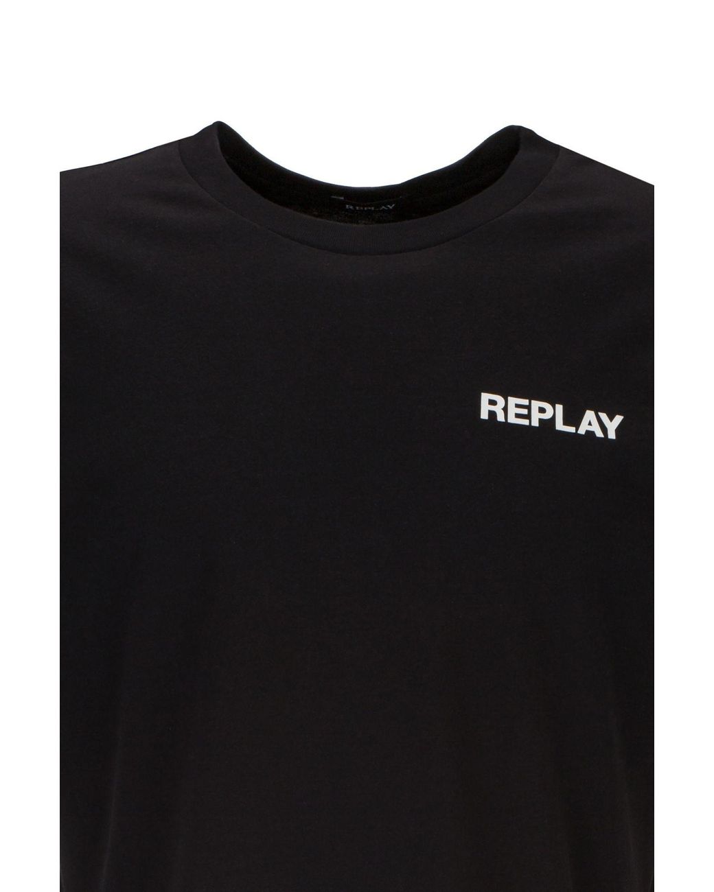Logoschriftzug mit Herren Schwarz für | Replay in Lyst DE T-Shirt Rundhalsshirt