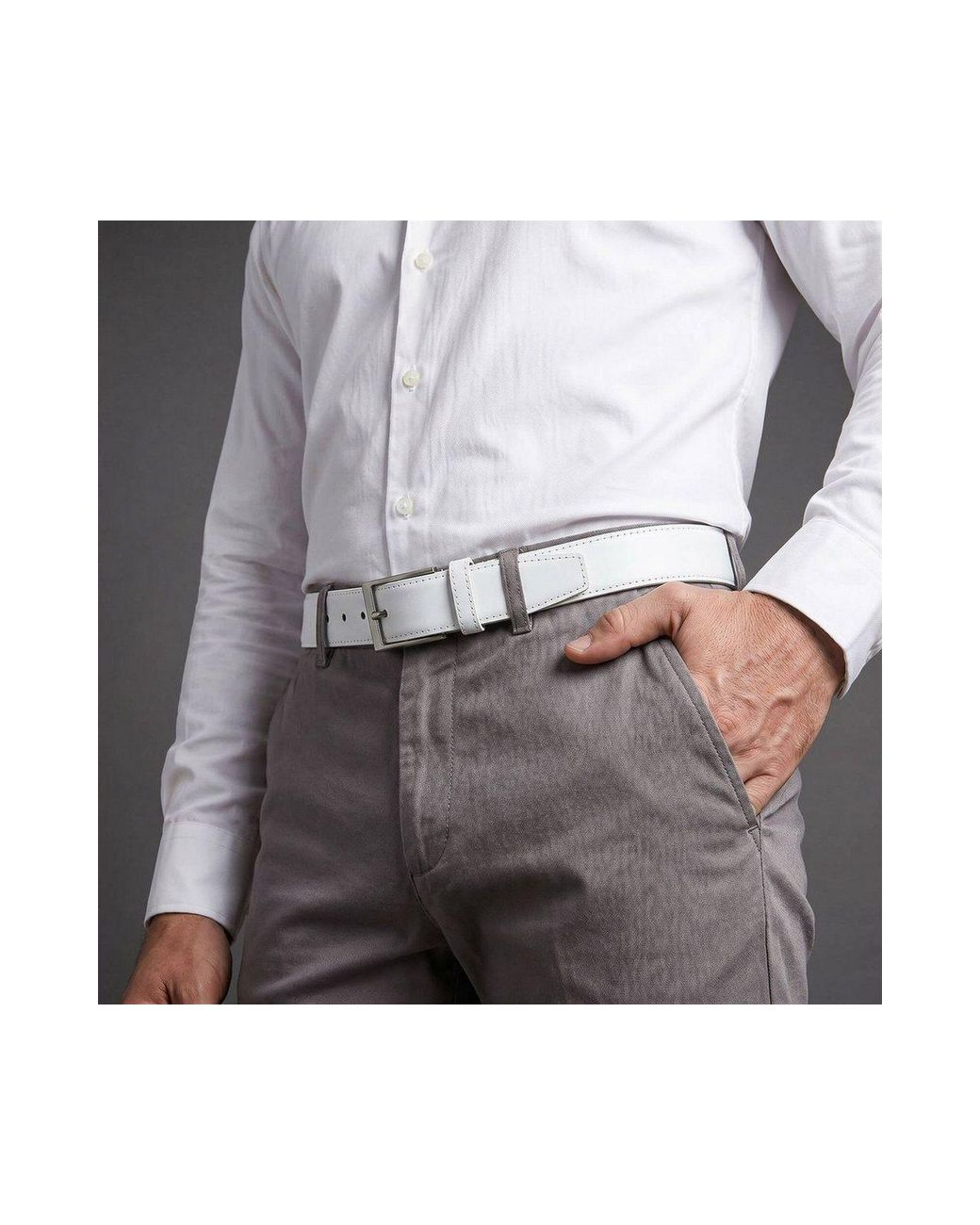 Lindenmann Ledergürtel in White für Herren