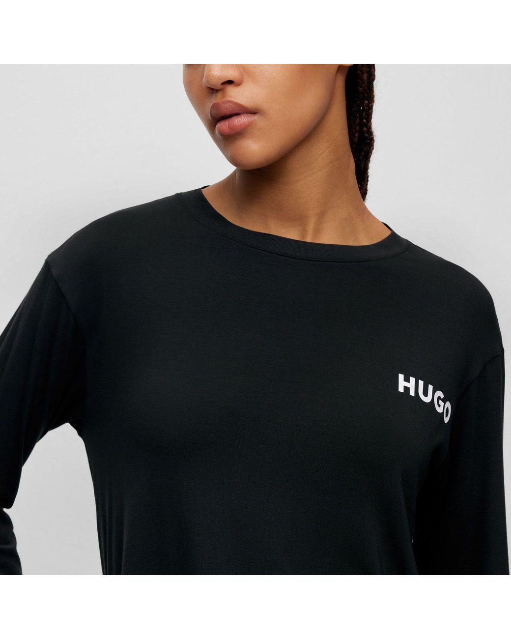 der auf T- | Brust Lyst DE mit Schwarz Logo HUGO LS-Shirt Unite in