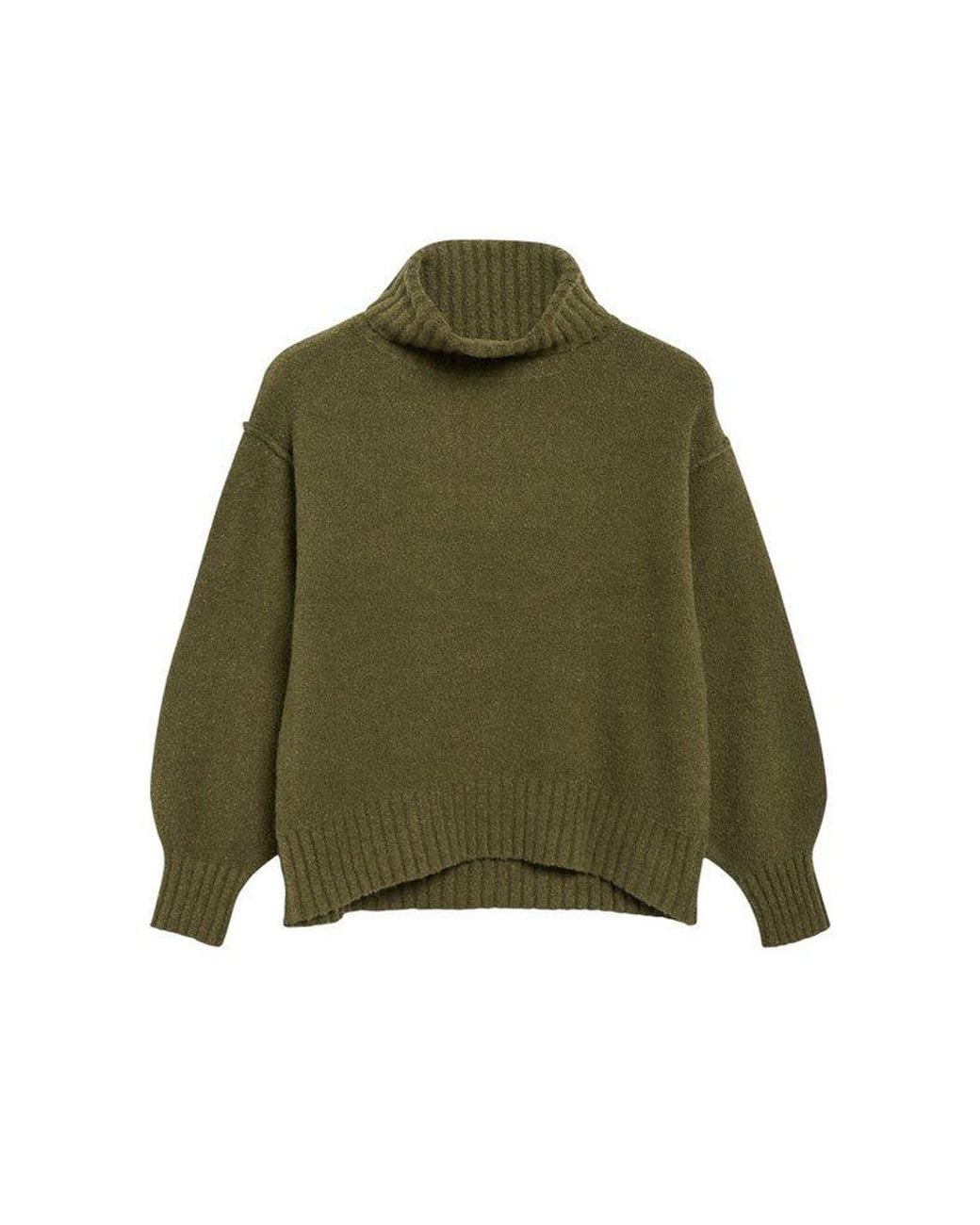S.oliver Green Longpullover Strickpullover Bouclé-Strickpullover Mit Rollkragen