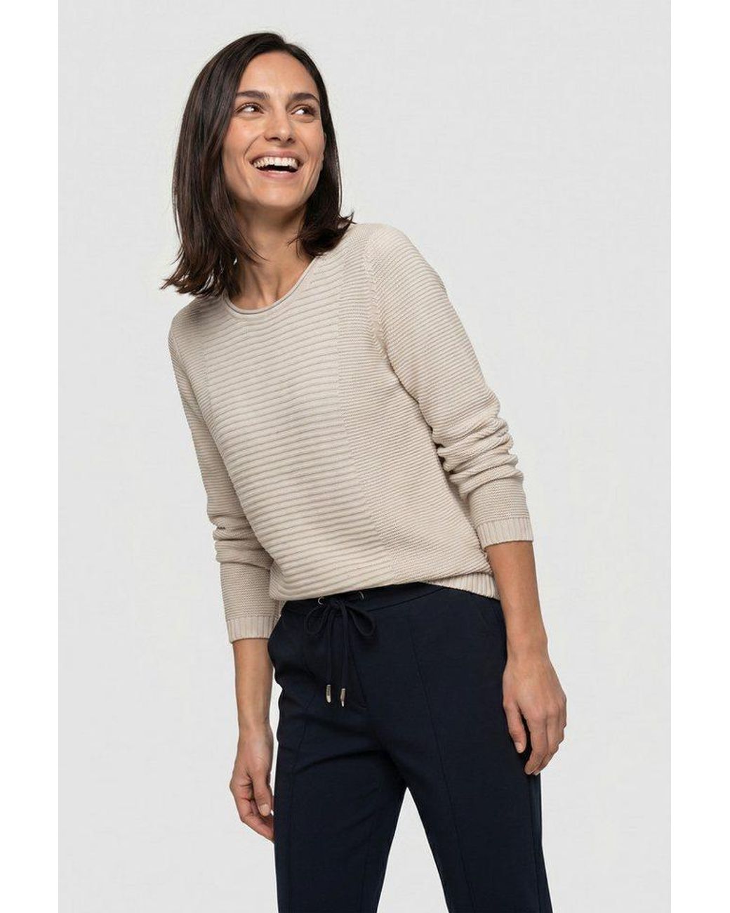 Olsen Natural Strickpullover Mit Strukturstrick