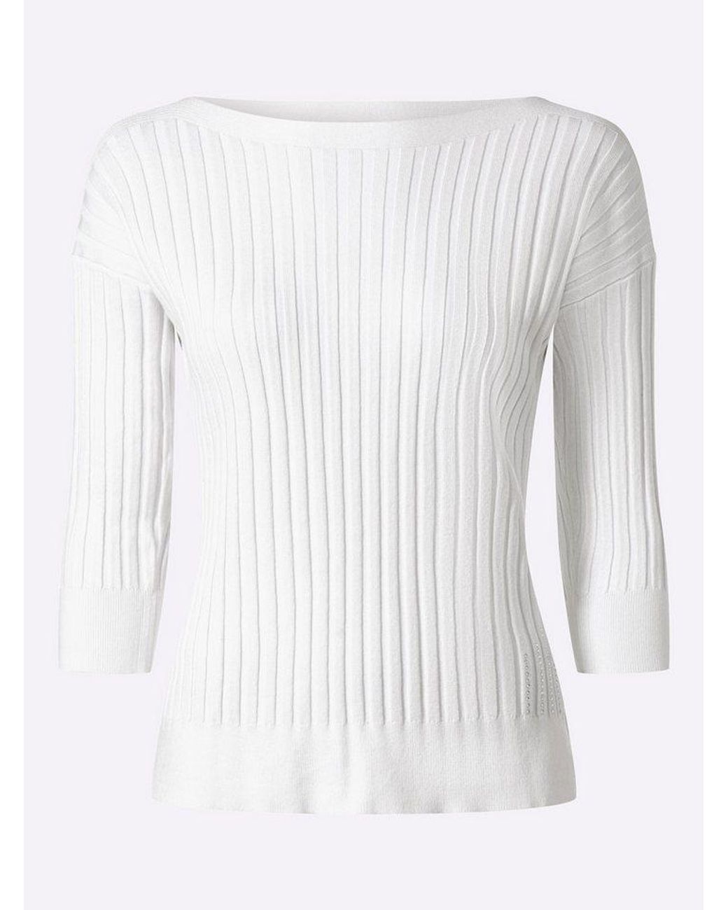 heine White Strickpullover Feinstrickpullover 3/4-Arm