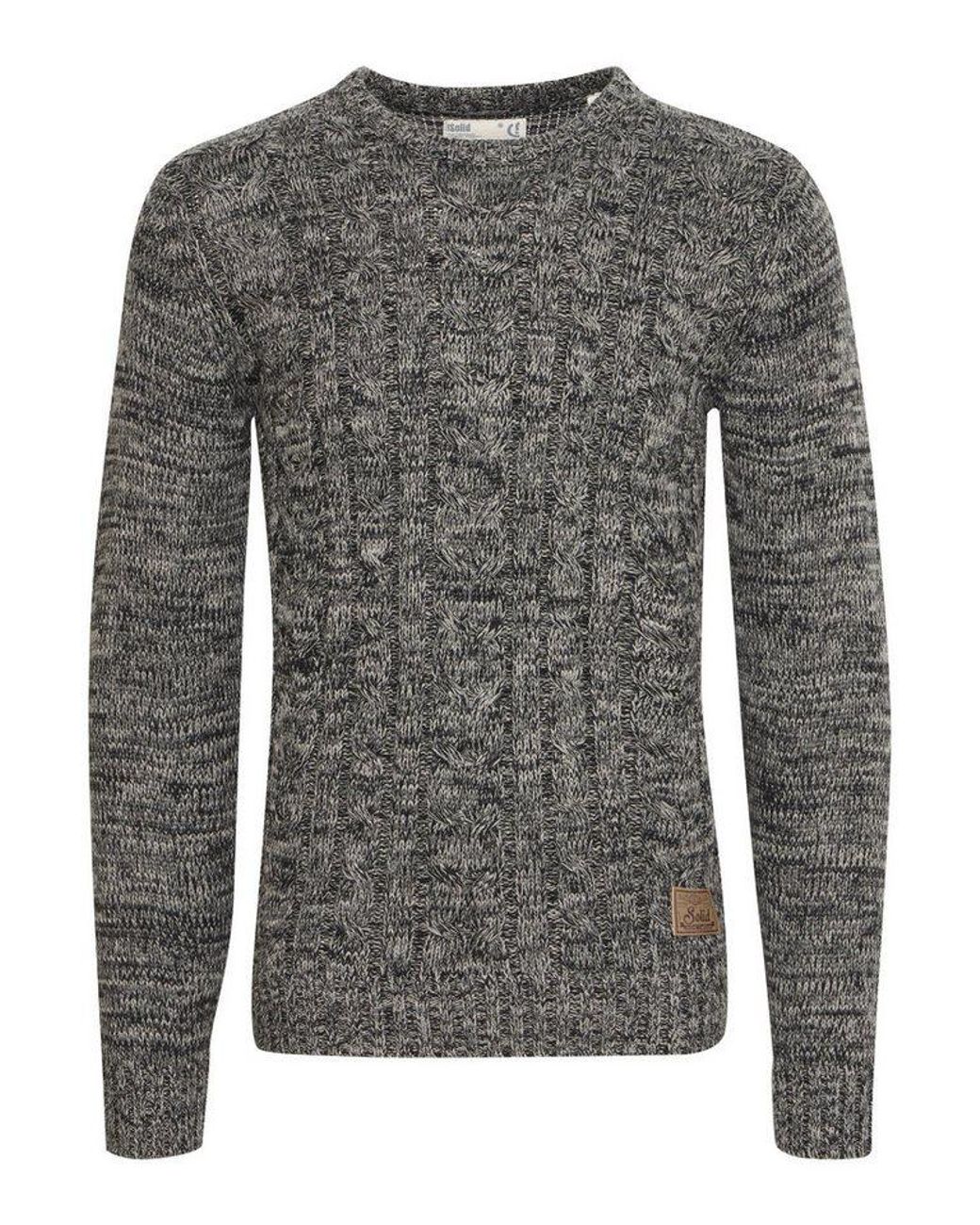Solid Strickpullover Sdphilemon Strickpulli Mit Zopfstrickmuster in Gray für Herren