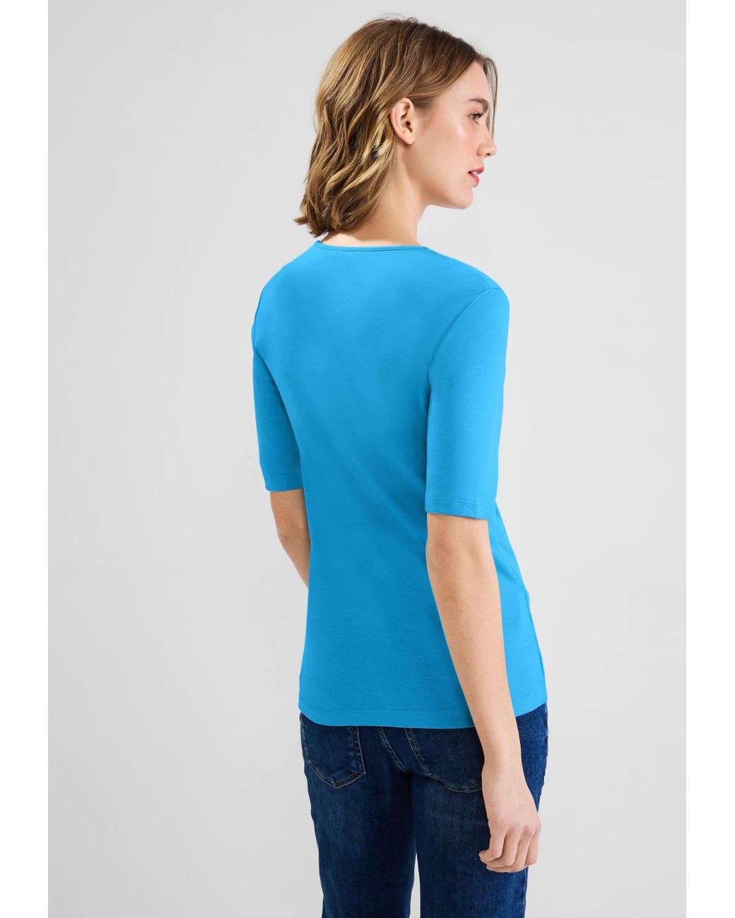 Street One T-Shirt in (1-tlg) Splash mit | Nicht Vorhanden V-Ausschnitt Lyst DE Blue