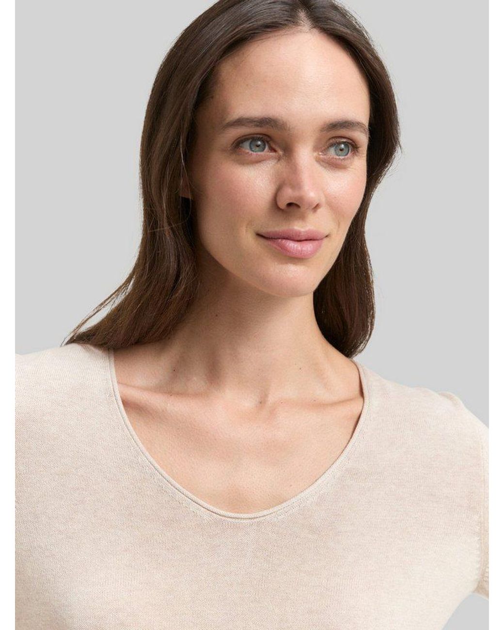Tom Tailor Natural Strickpullover Pullover & Strickjacken Strickpullover Mit V-Ausschnitt