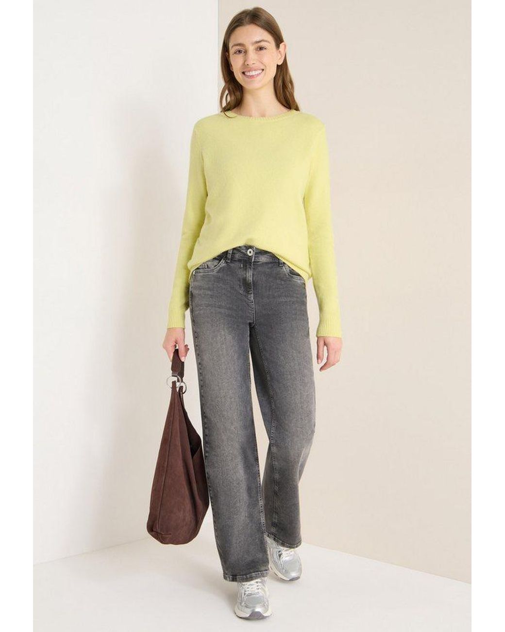 Cecil Yellow Strickpullover Mit U-Boot-Ausschnitt