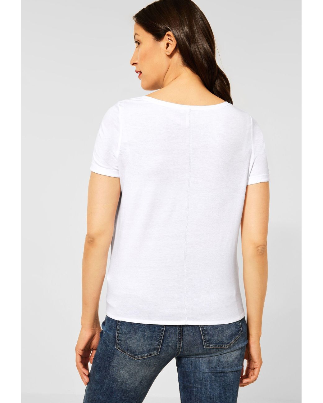 Street One T-Shirt mit Knoten am Saum in Weiß | Lyst DE | T-Shirts