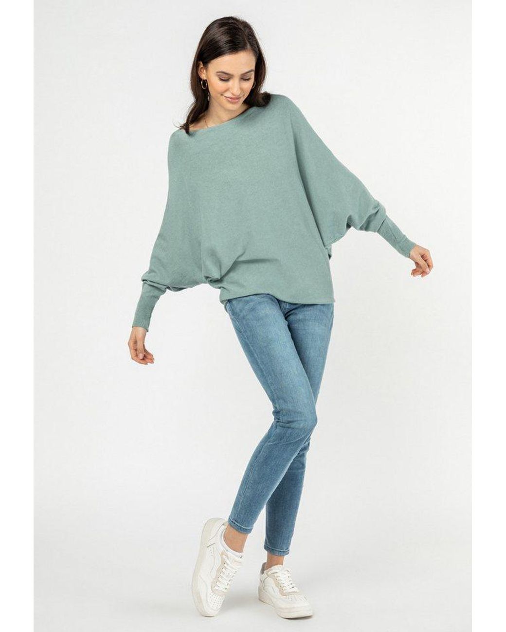 Sublevel Green Strickpullover Strickpullover Fledermaus