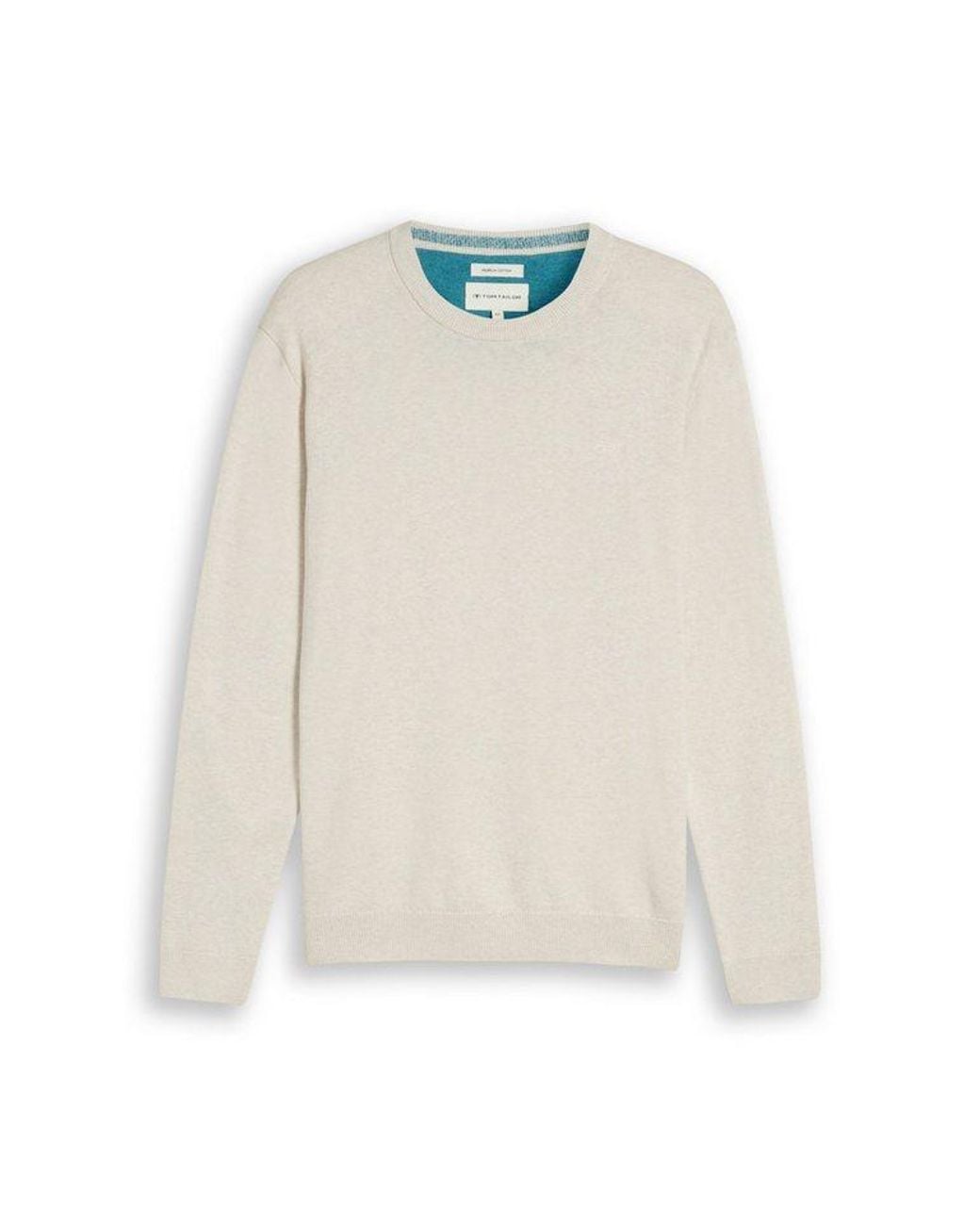 Tom Tailor Strickpullover Pullover & Strickjacken Basic Strickpullover Aus Baumwolle in Natural für Herren