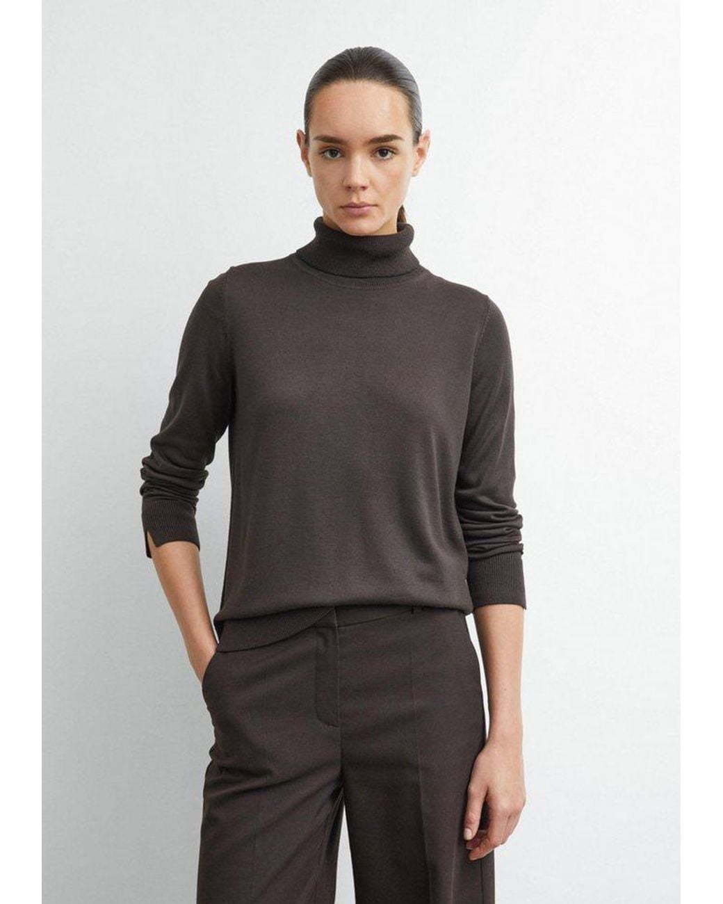 Comma, Black Longpullover Strickpullover Feinstrickpullover Mit Rollkragen