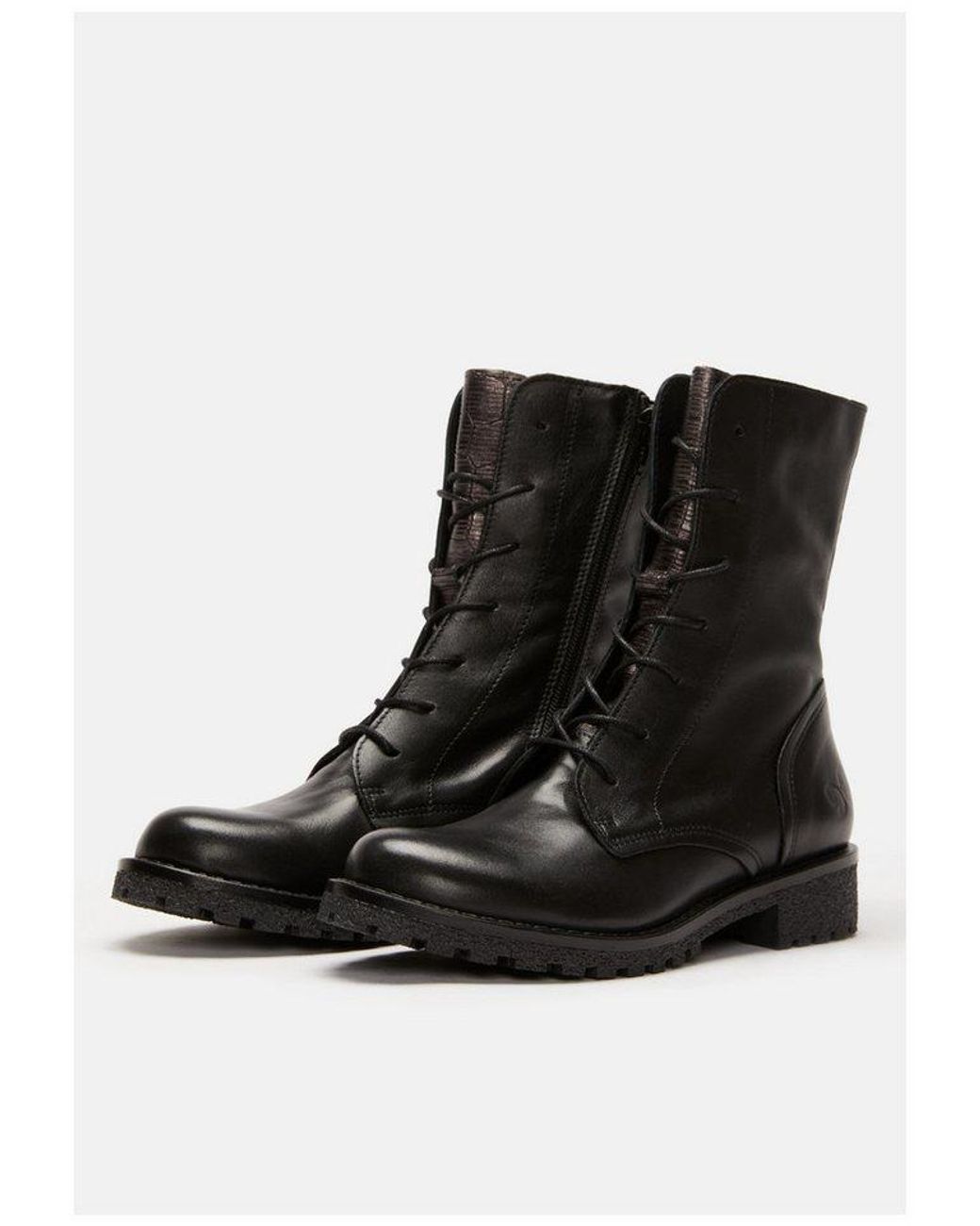 Felmini Black Stiefelette Leder Schnürstiefelette