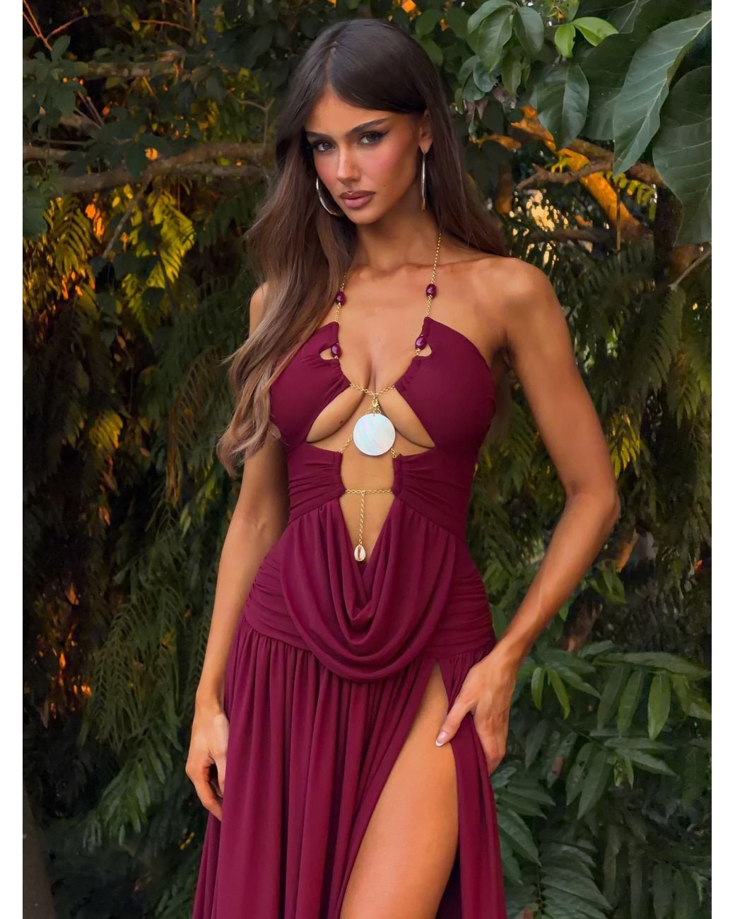 Outcast Green Nelly Maxi Dress Burgundy