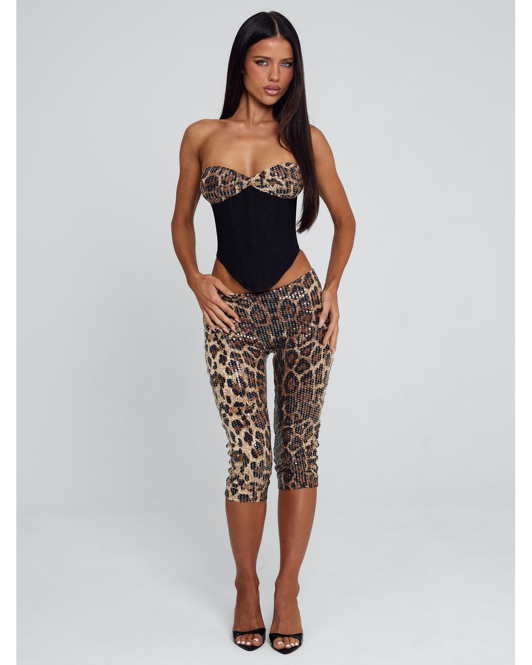 Outcast White Eira Capri Pant Leopard Sequin