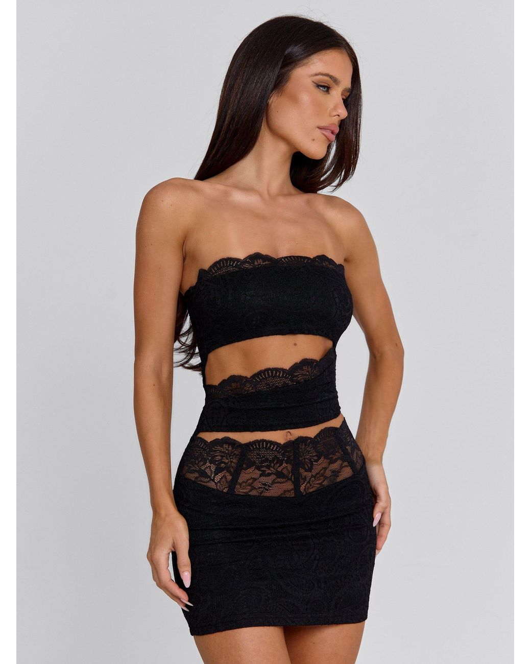 white lace off the shoulder dress Verona Lace Mini Dress