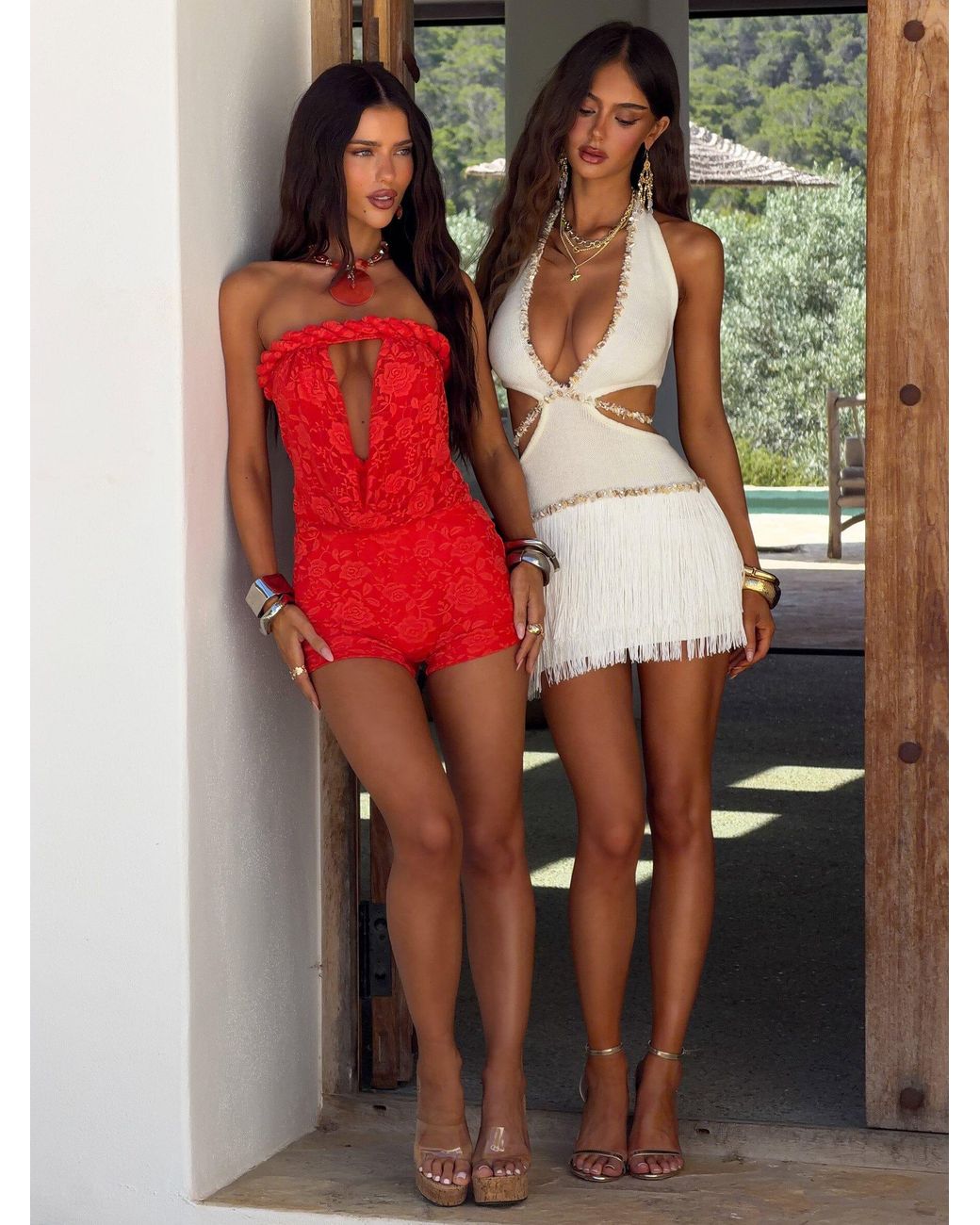 Outcast Red Jaylee Playsuit Coral