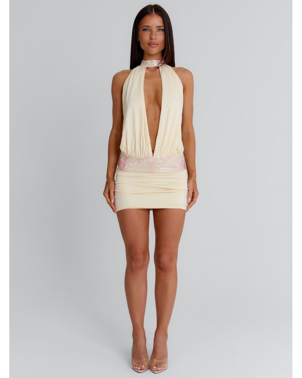 Outcast White Milanian Mini Dress Cream