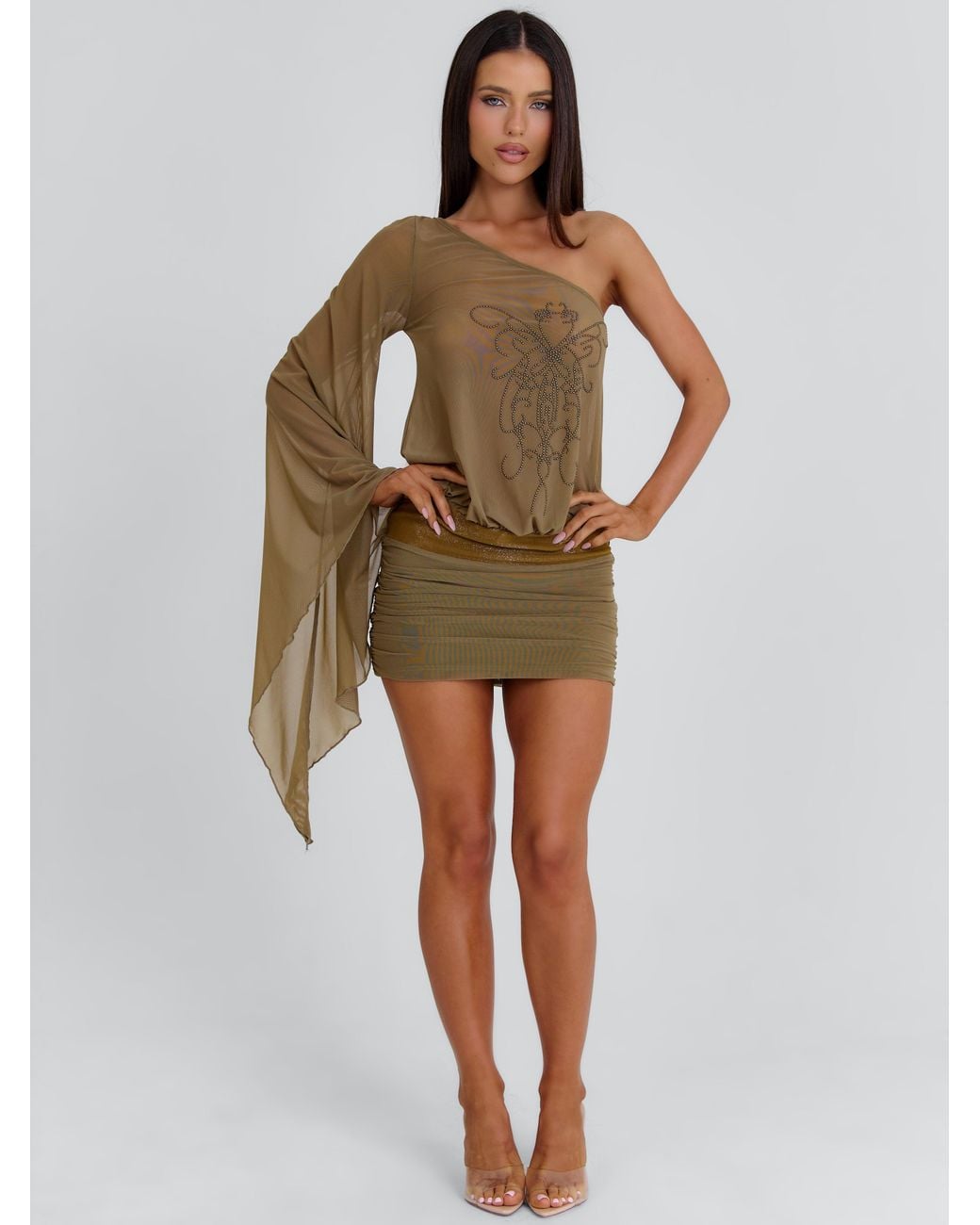 Outcast Green Caity Mini Dress Khaki