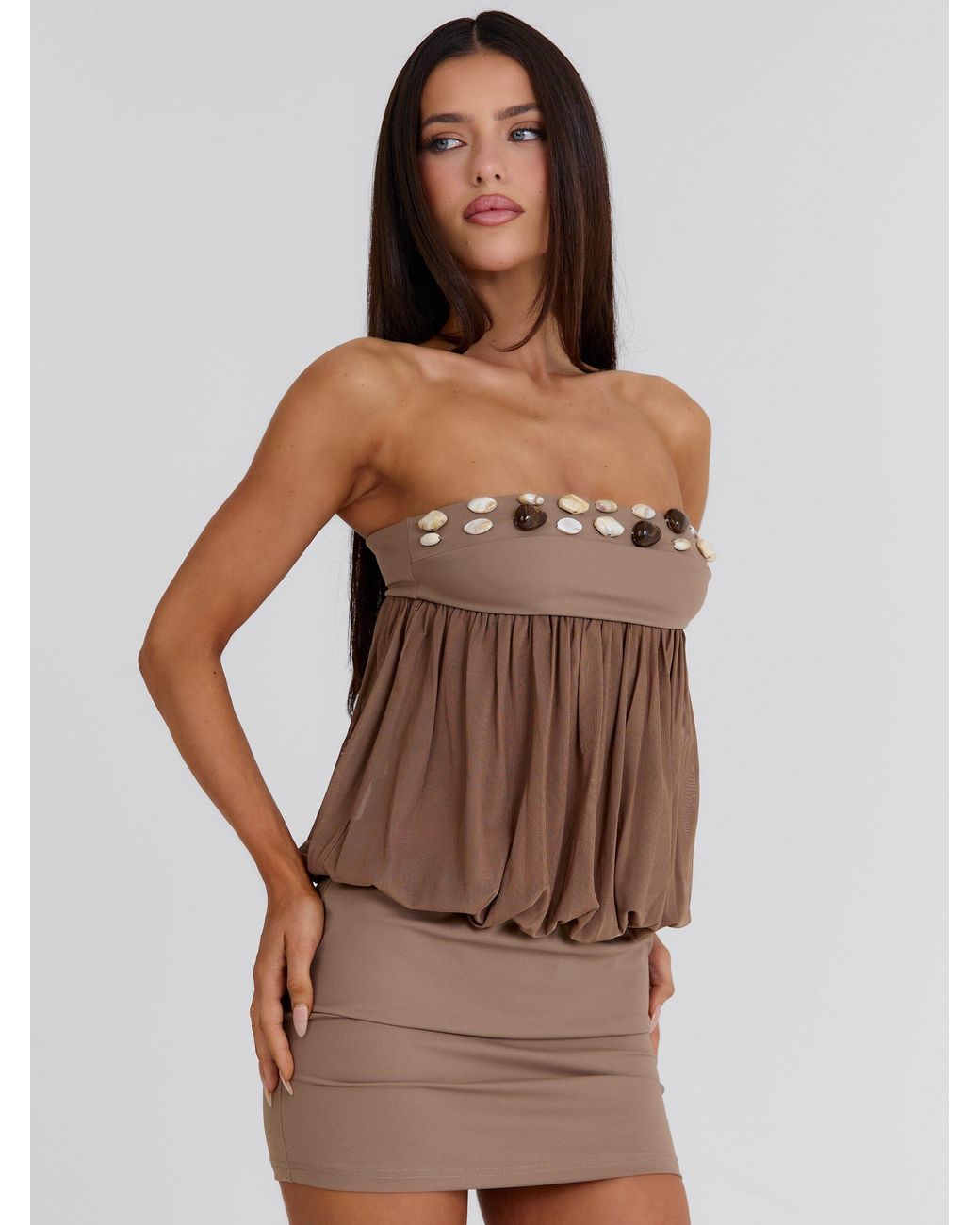 Outcast Black Teegan Mini Dress Taupe