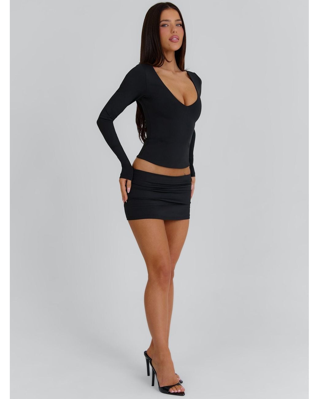 Outcast Black Bare Long Sleeve Top