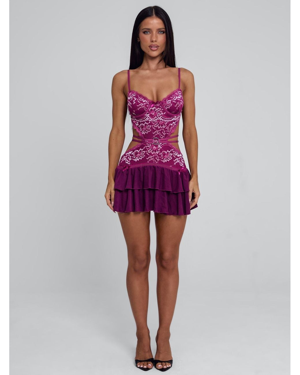 Outcast Santana Mini Dress Burgundy in Red | Lyst